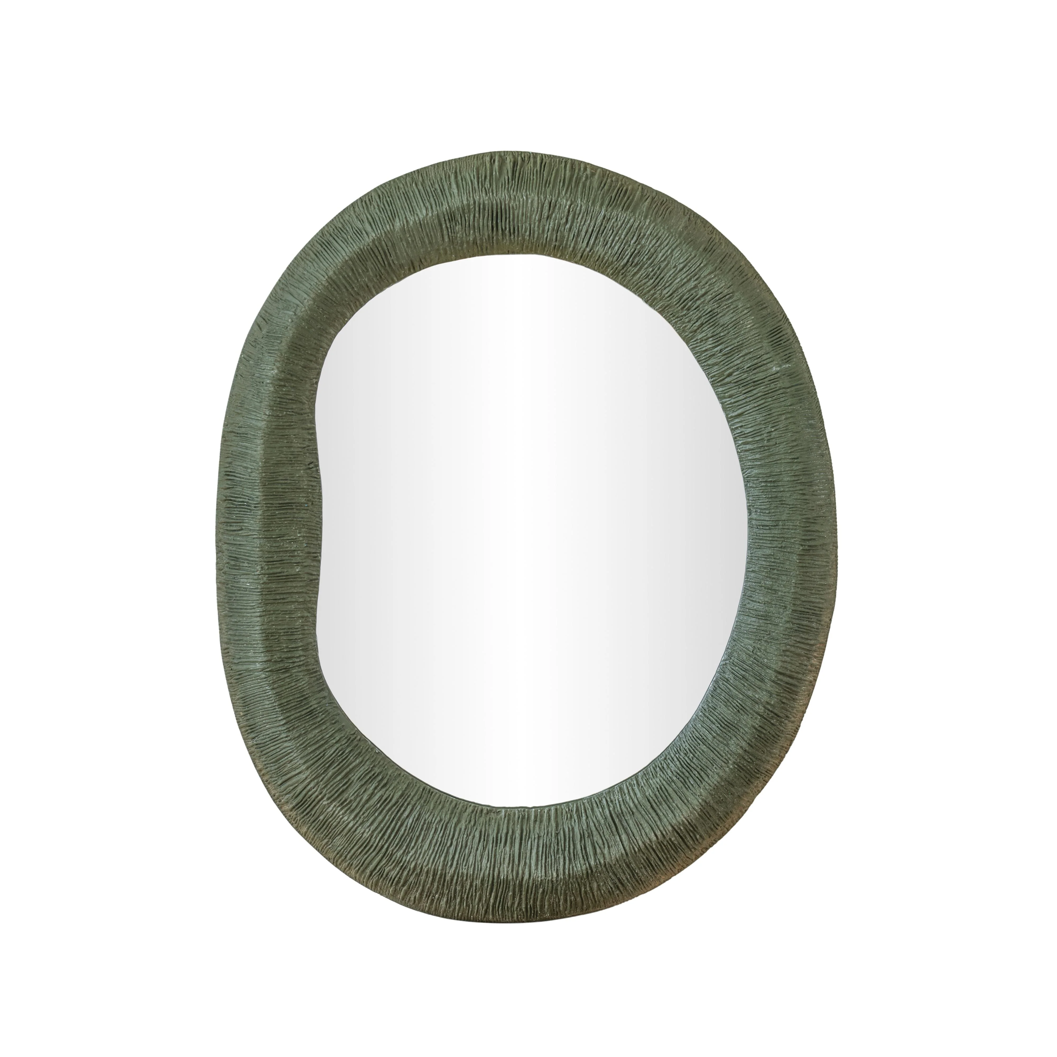 Orpheus 22"X28" Ribbed Forest Green Fiberglass Thick Wall Mirror - Image 2