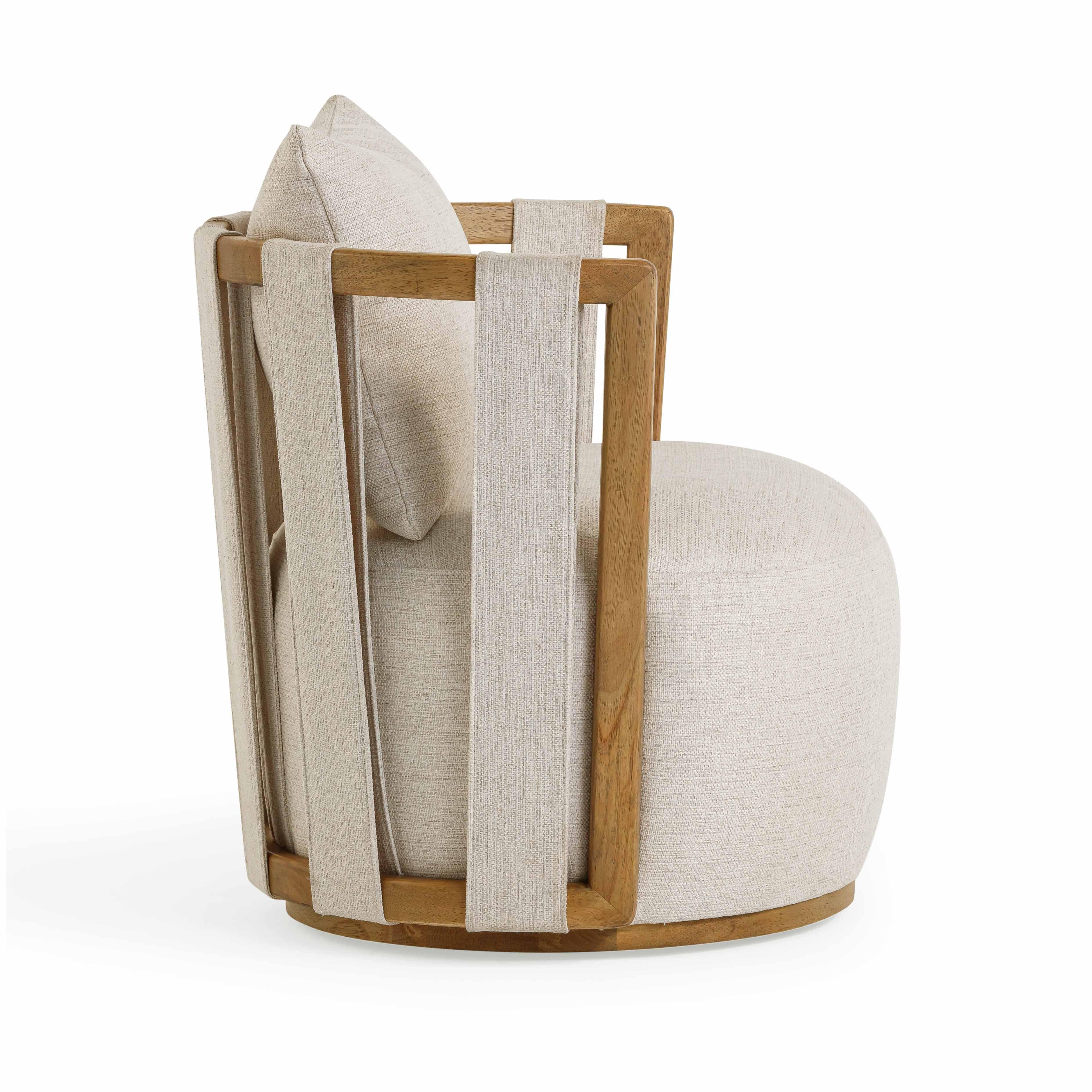 Paolo Textured Contract-Grade Weave Fabric Swivel Accent Chair - Image 5