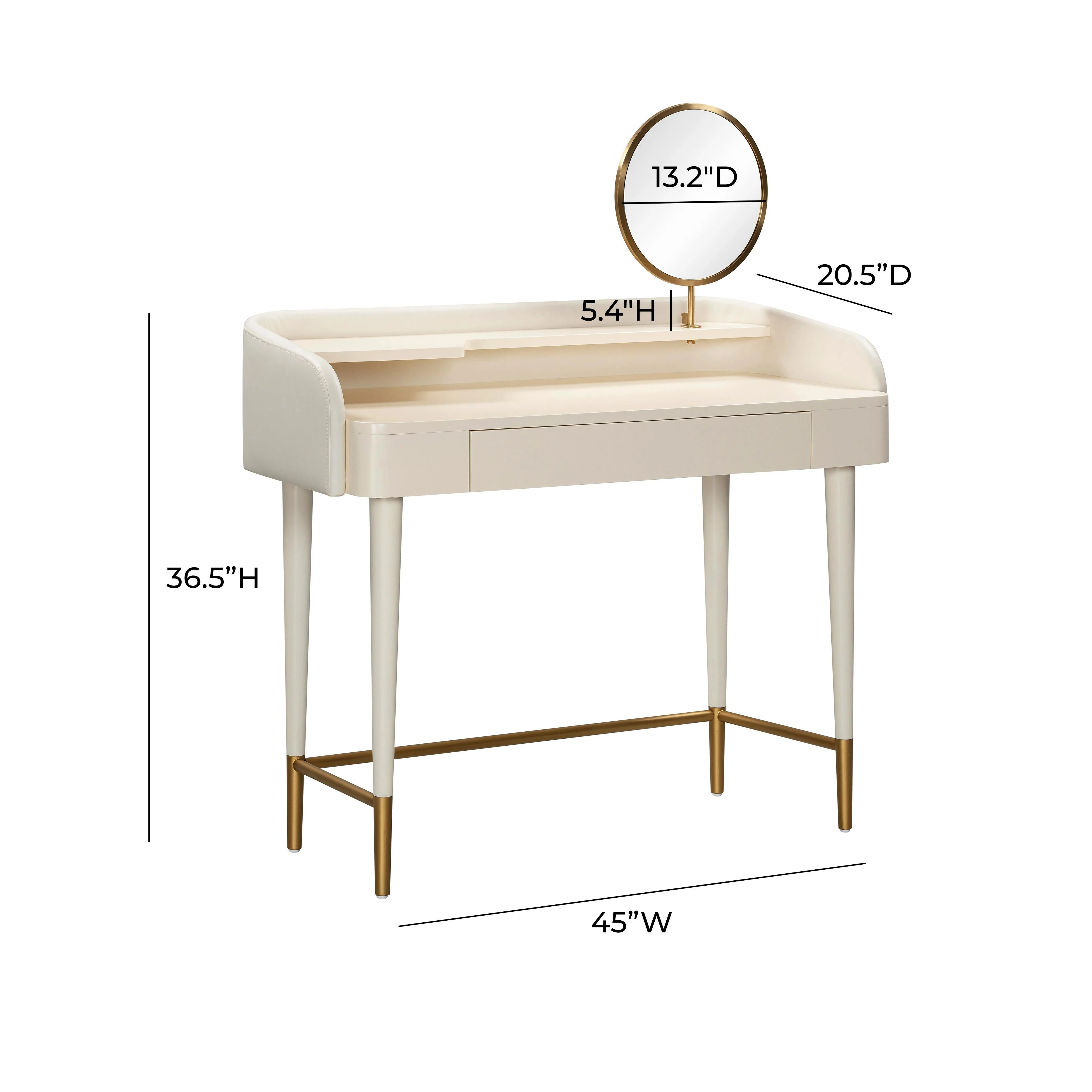 Penelope Cream Vegan Leather Wrapped Vanity - Image 9