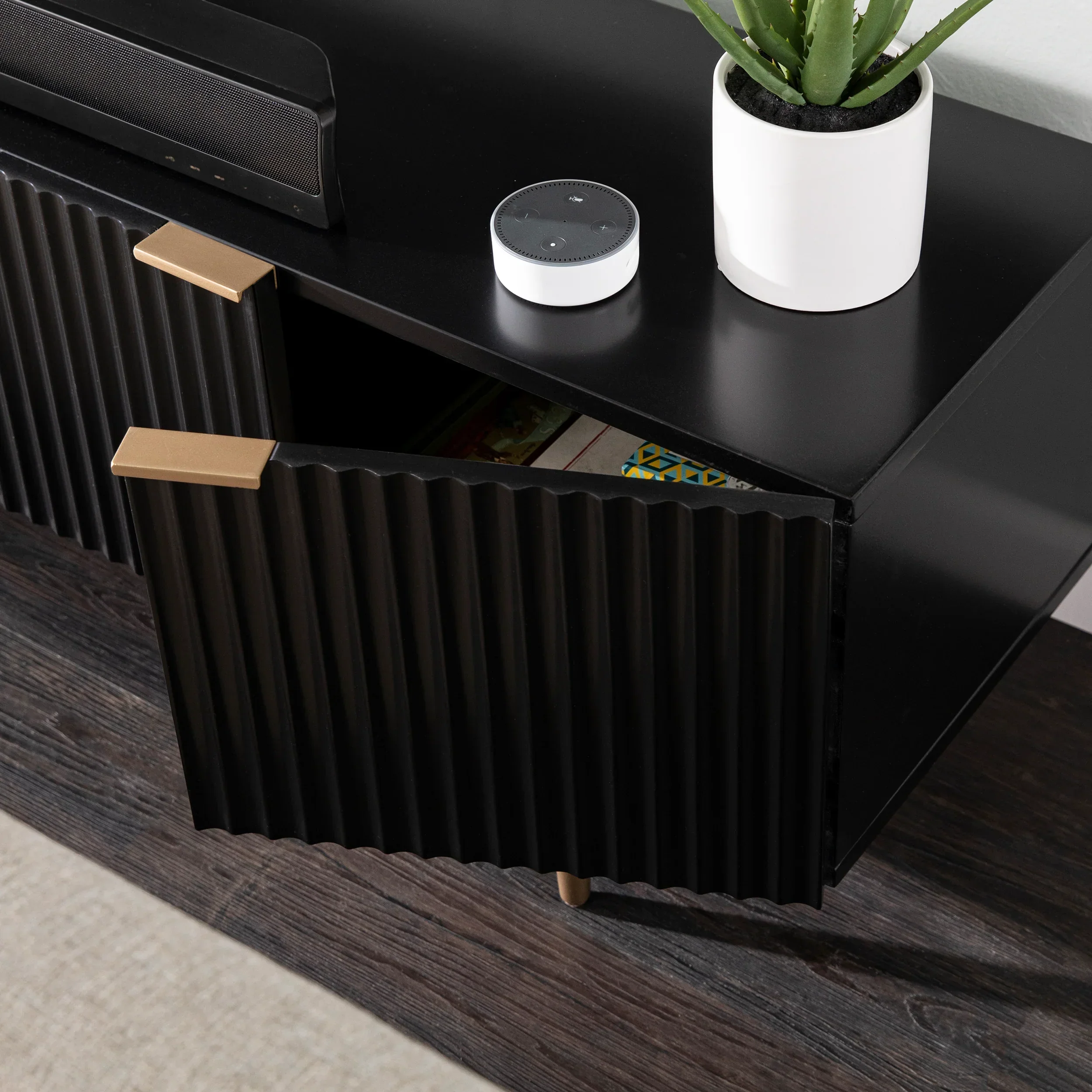 Pilston 4-Door Media Console - Black - Image 6
