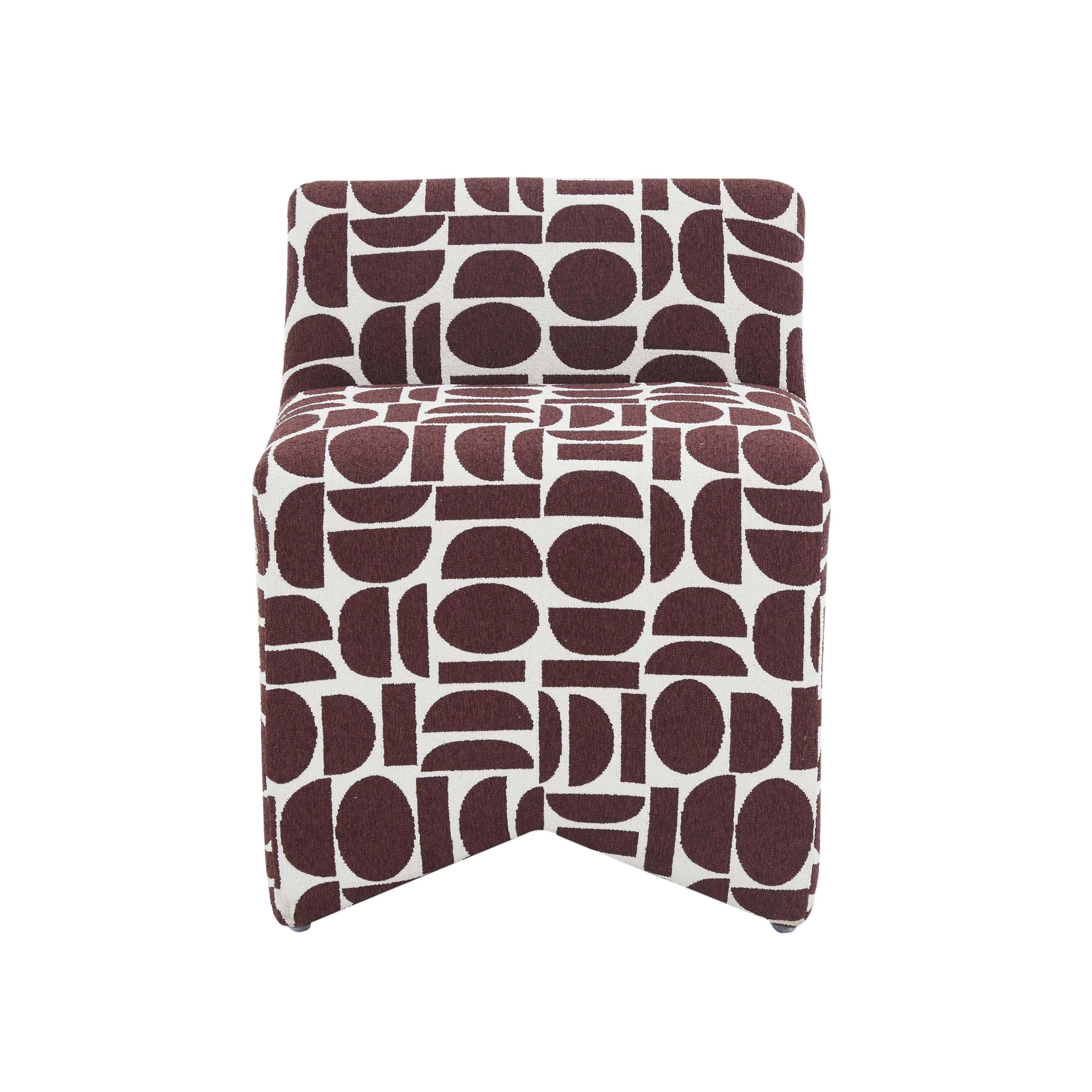 Pippa Merlot Geometric Jacquard Weave Stool - Image 3
