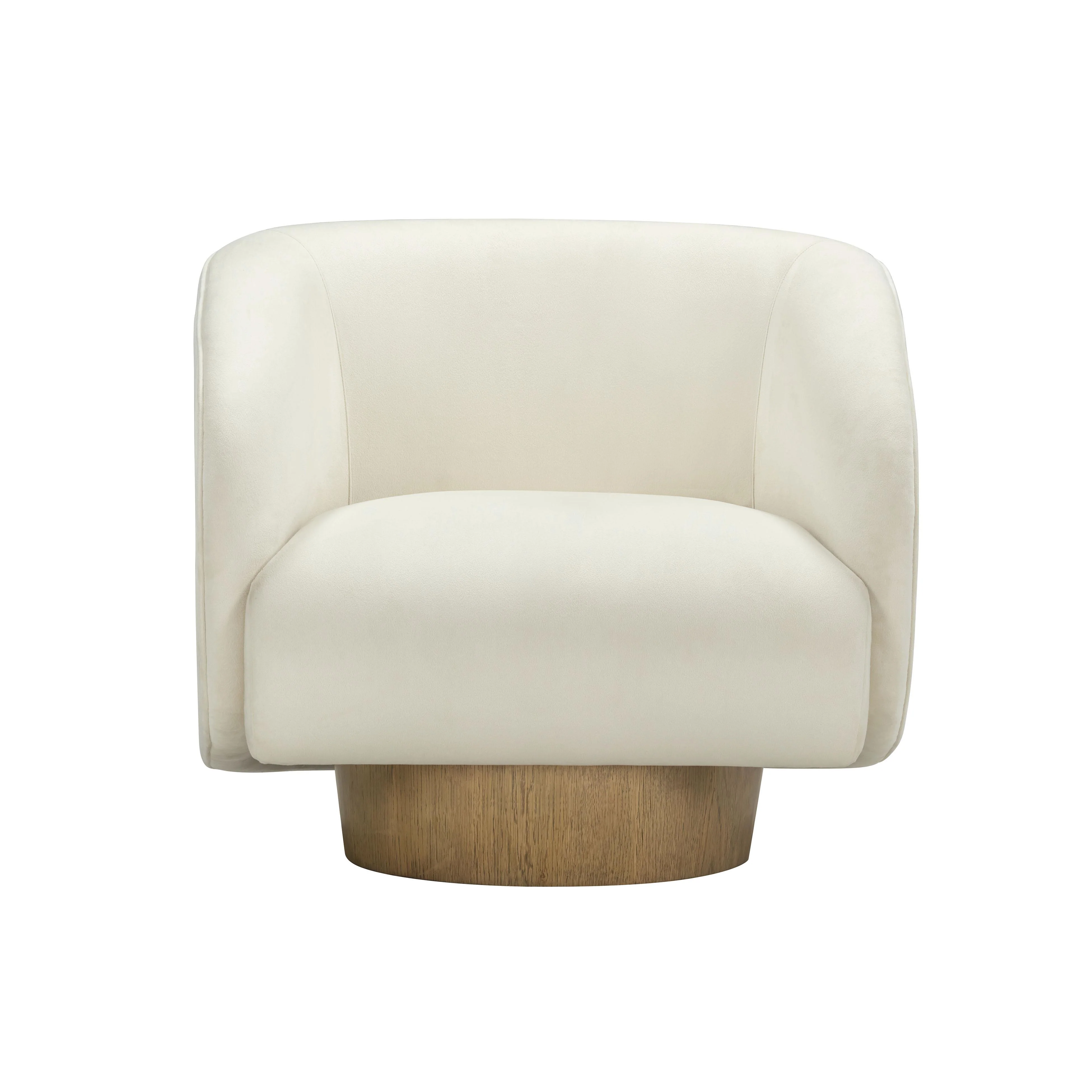 Presley Cream Performance Velvet Swivel Accent Chair - Image 3