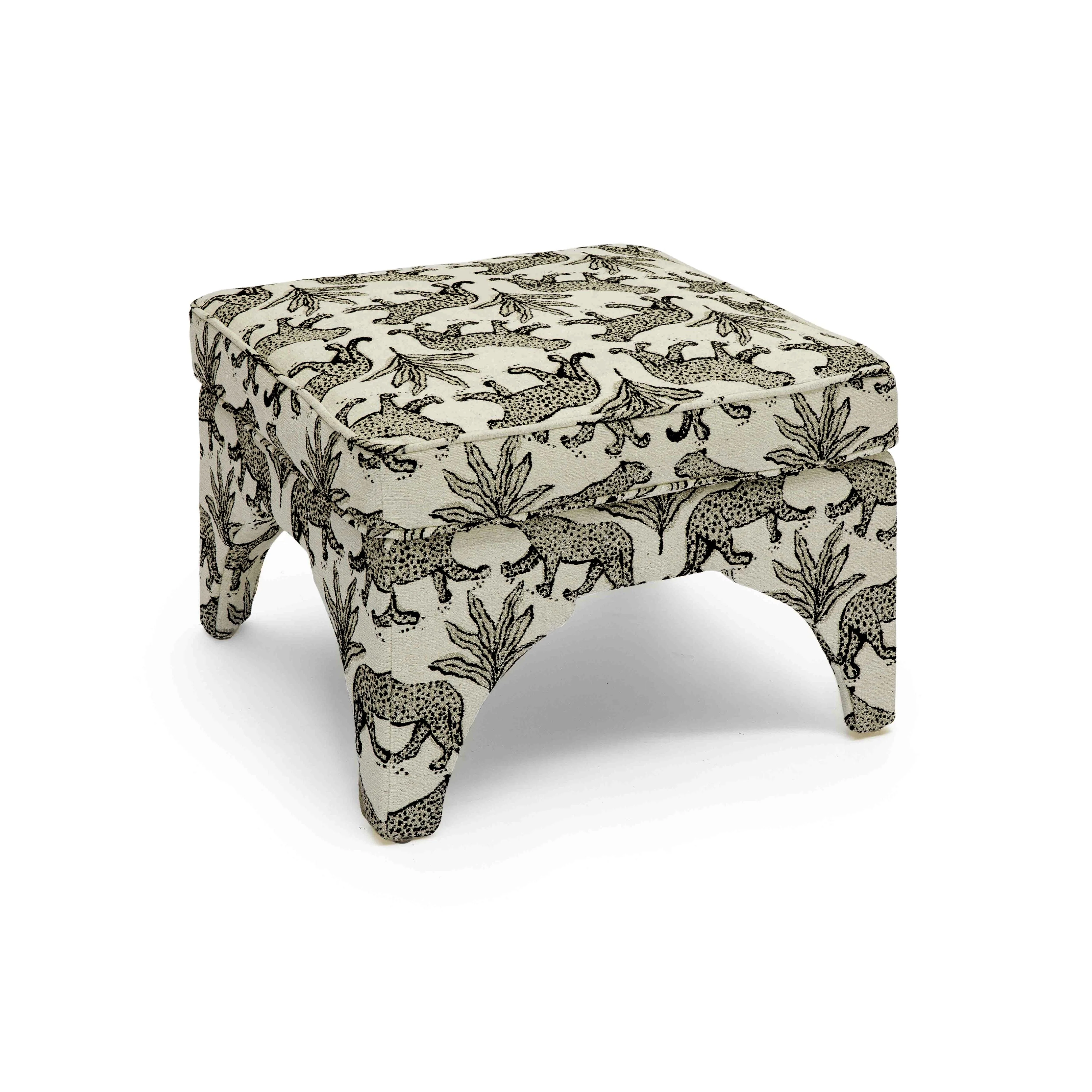 Raji Leopard Performance Jacquard Ottoman - Image 4