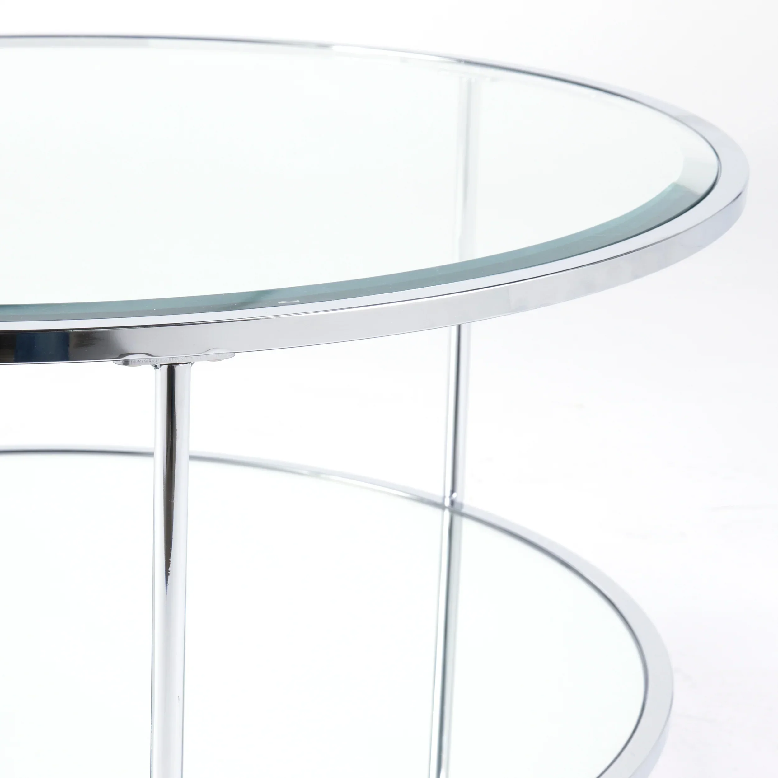 Risa Round Coffee Table w/ Storage - Chrome - Image 6