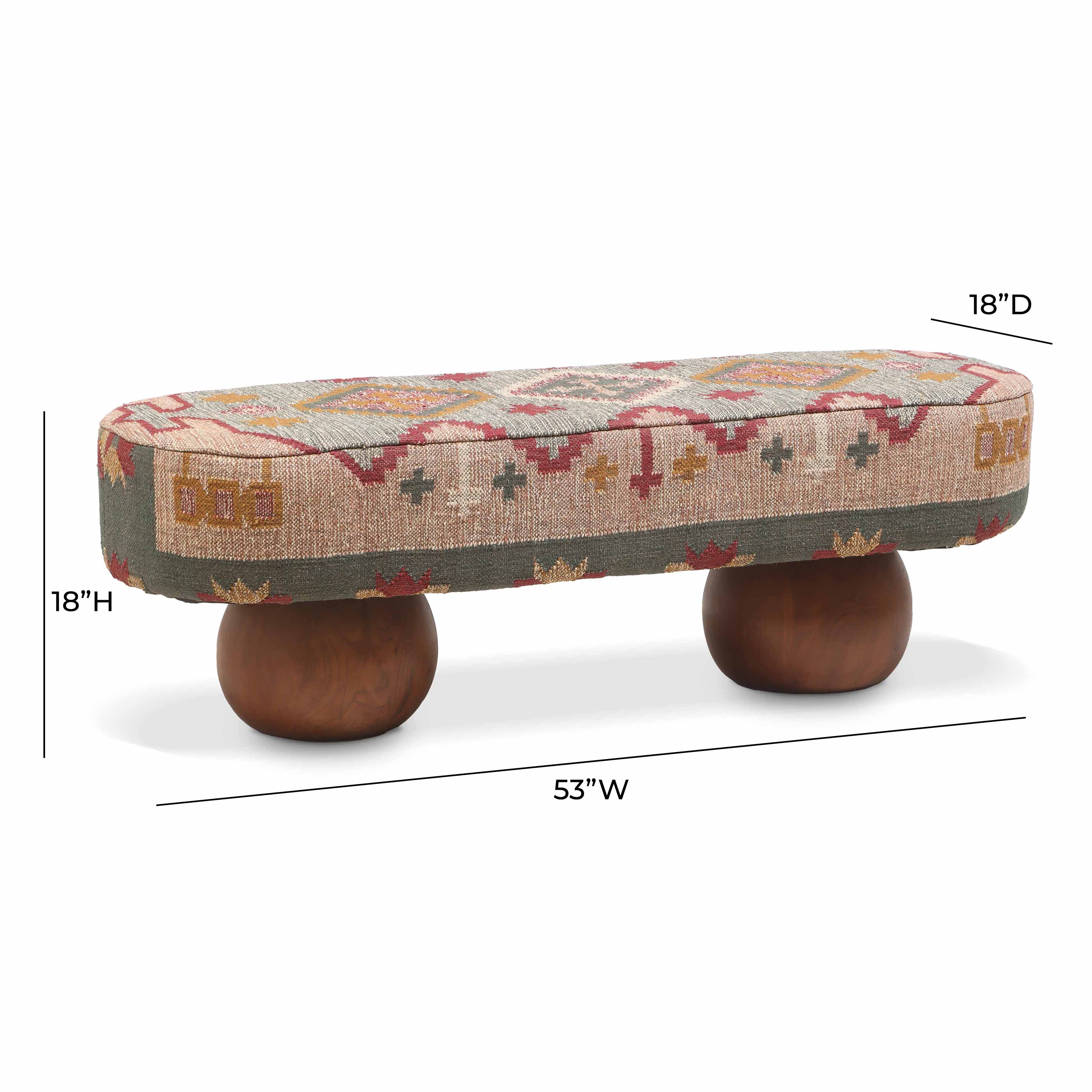 Rizi 53" Textured Wool Upholstered Bench - Image 5