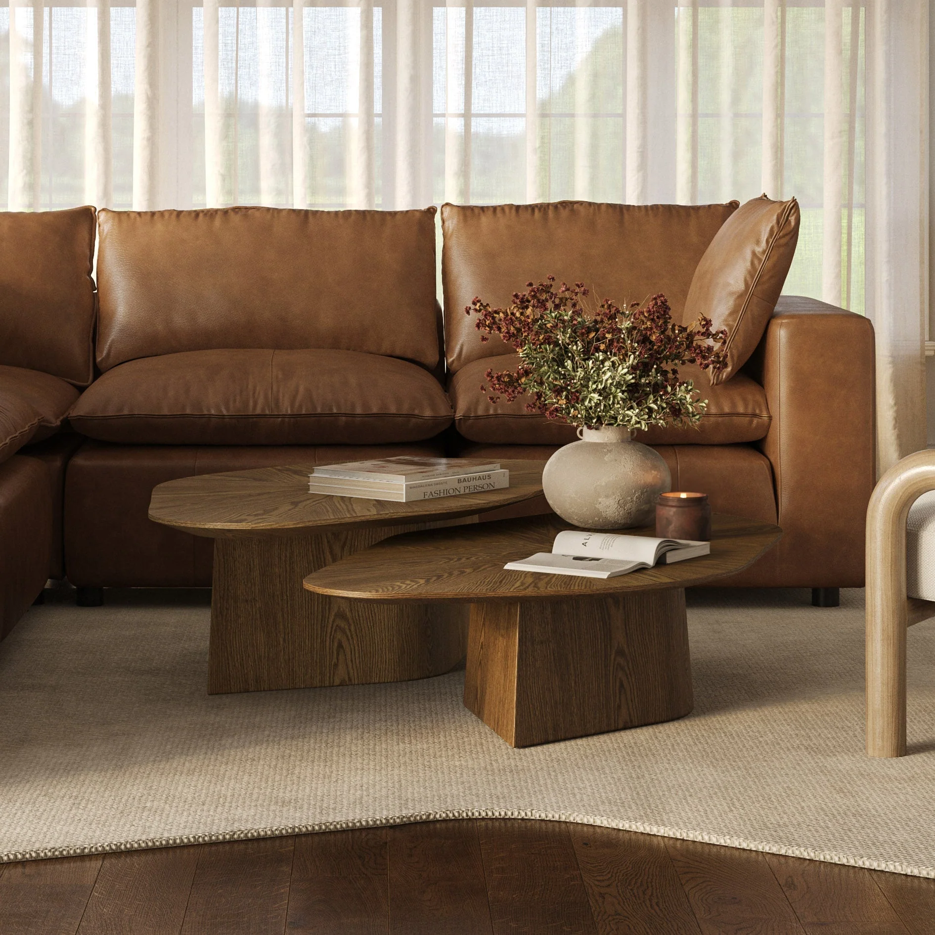 Roche 48" Ash Geometric Coffee Table - Image 8