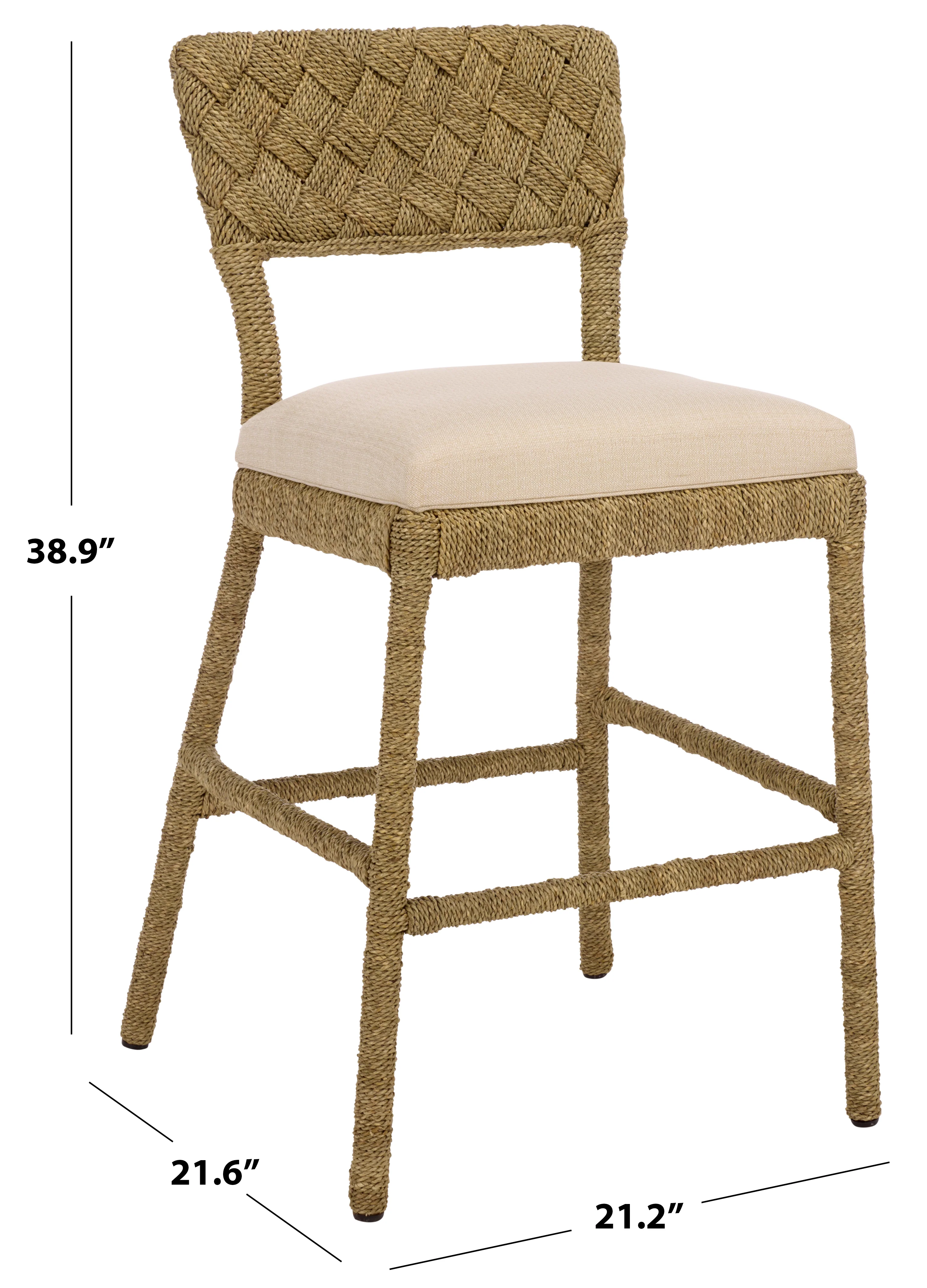 Rosemarie Woven Seagrass Counter Stool - Image 6
