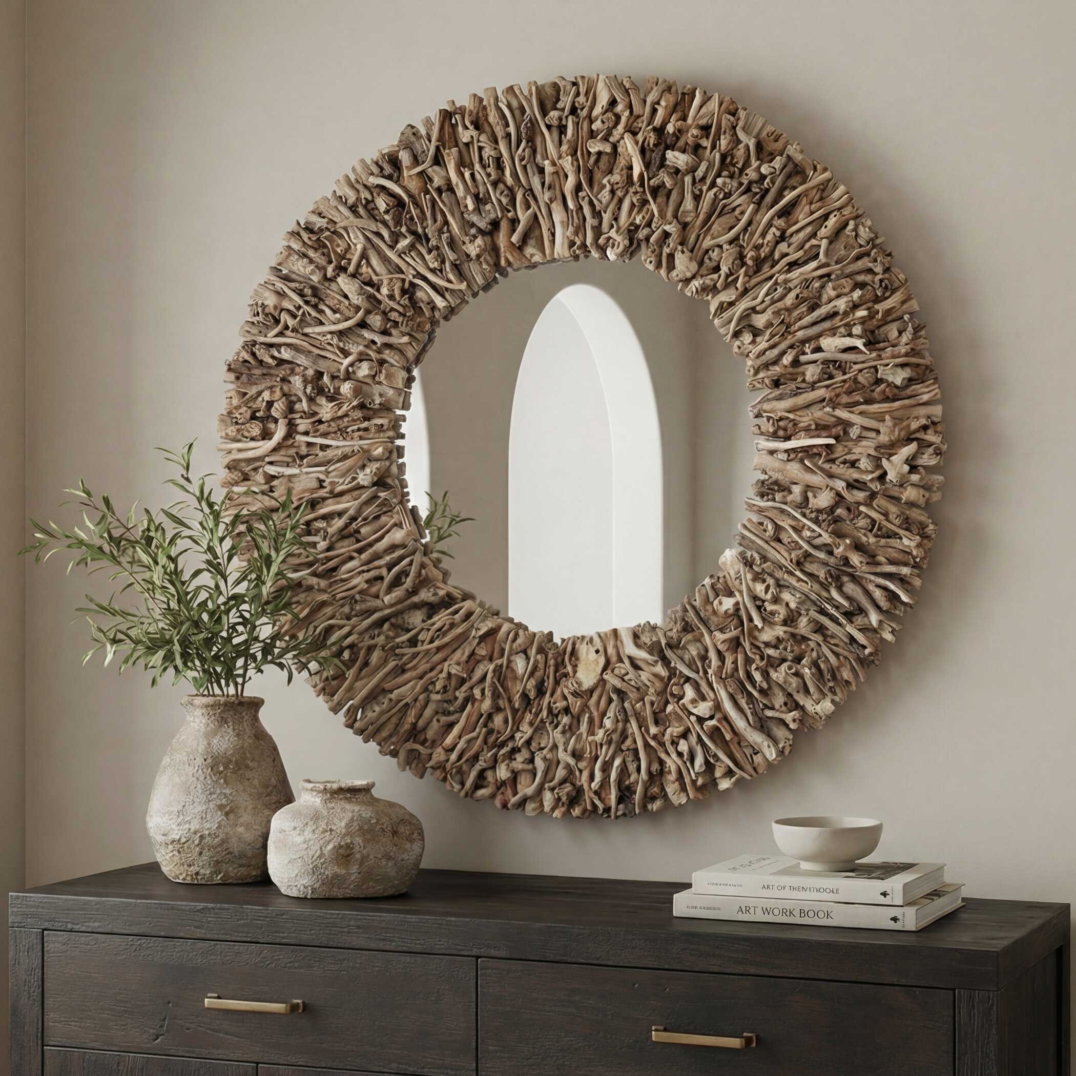 Rossetti Round Interwoven Wood Mirror - Image 2