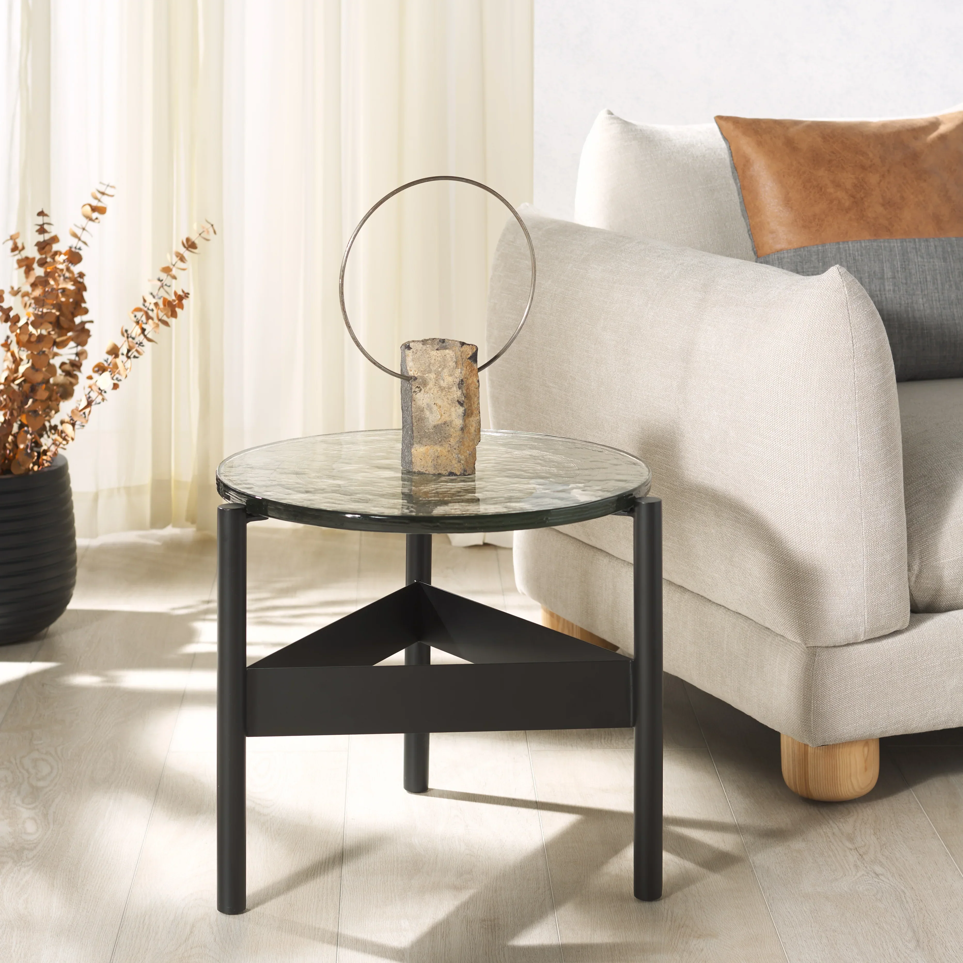 Rozalia Cast Glass Accent Table - Image 3