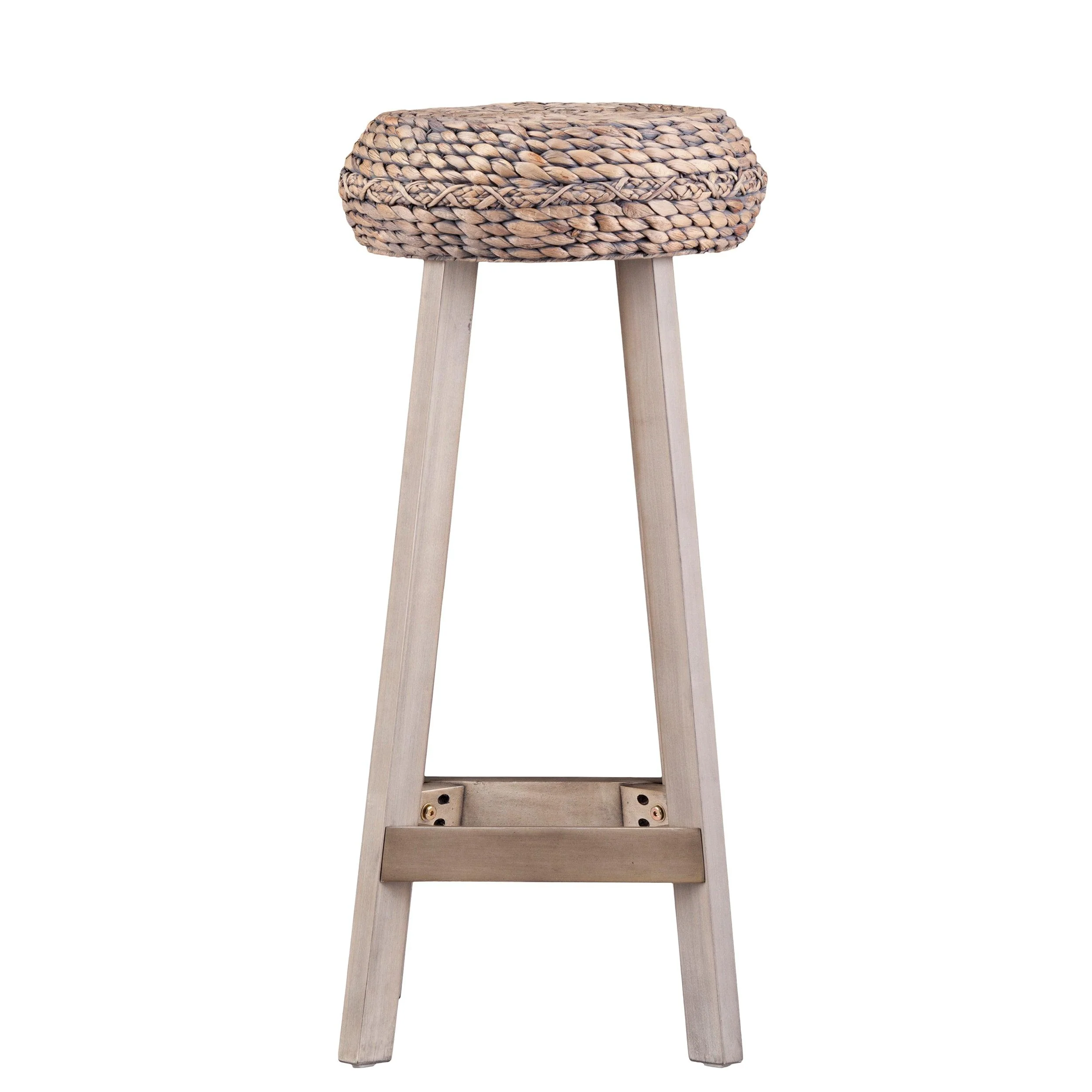 Rutina Round Backless Water Hyacinth 30" Barstools 2pc Set - Weathered Gray - Image 6