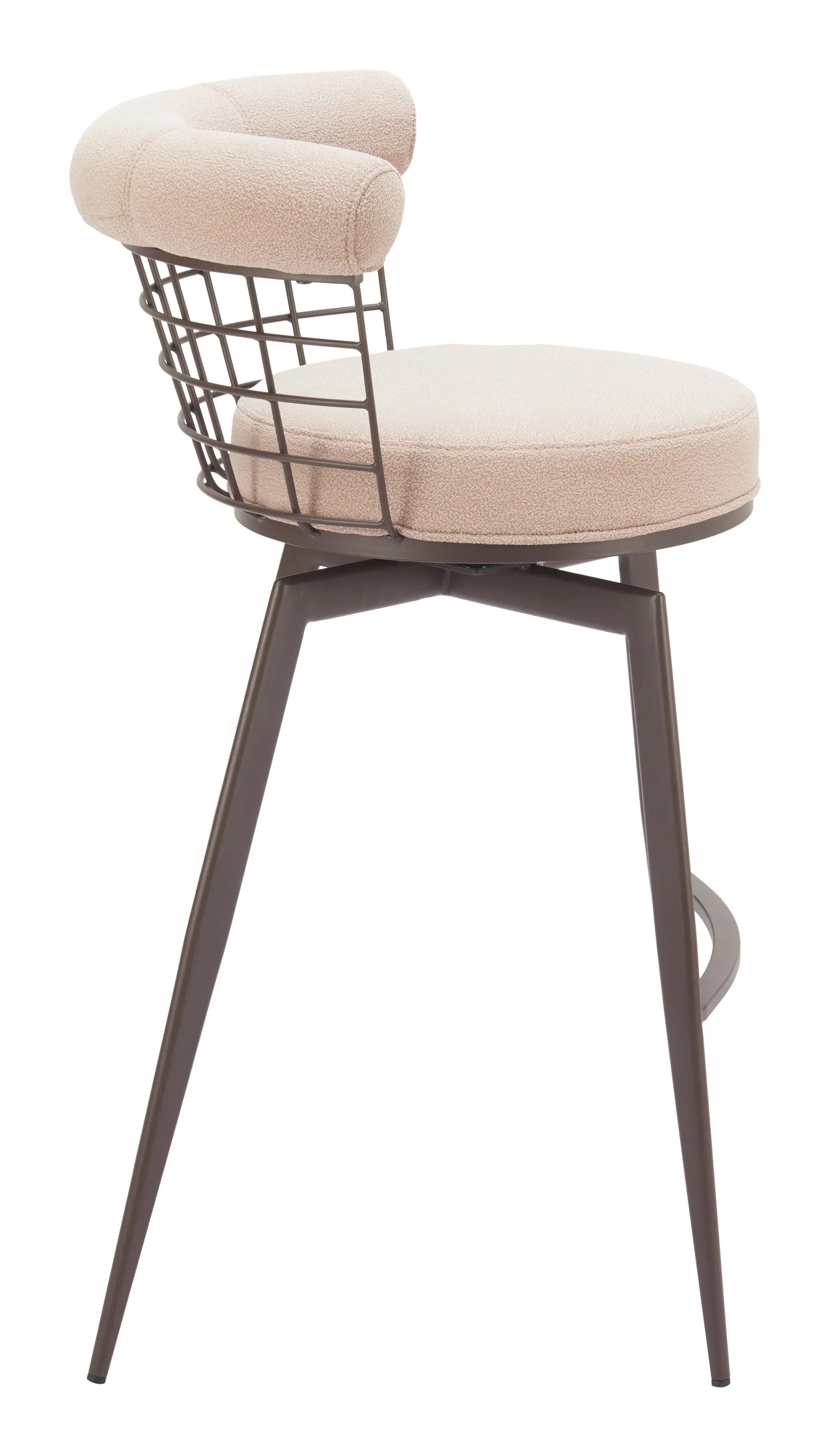 Saku Swivel Barstool Beige & Brown - Image 3