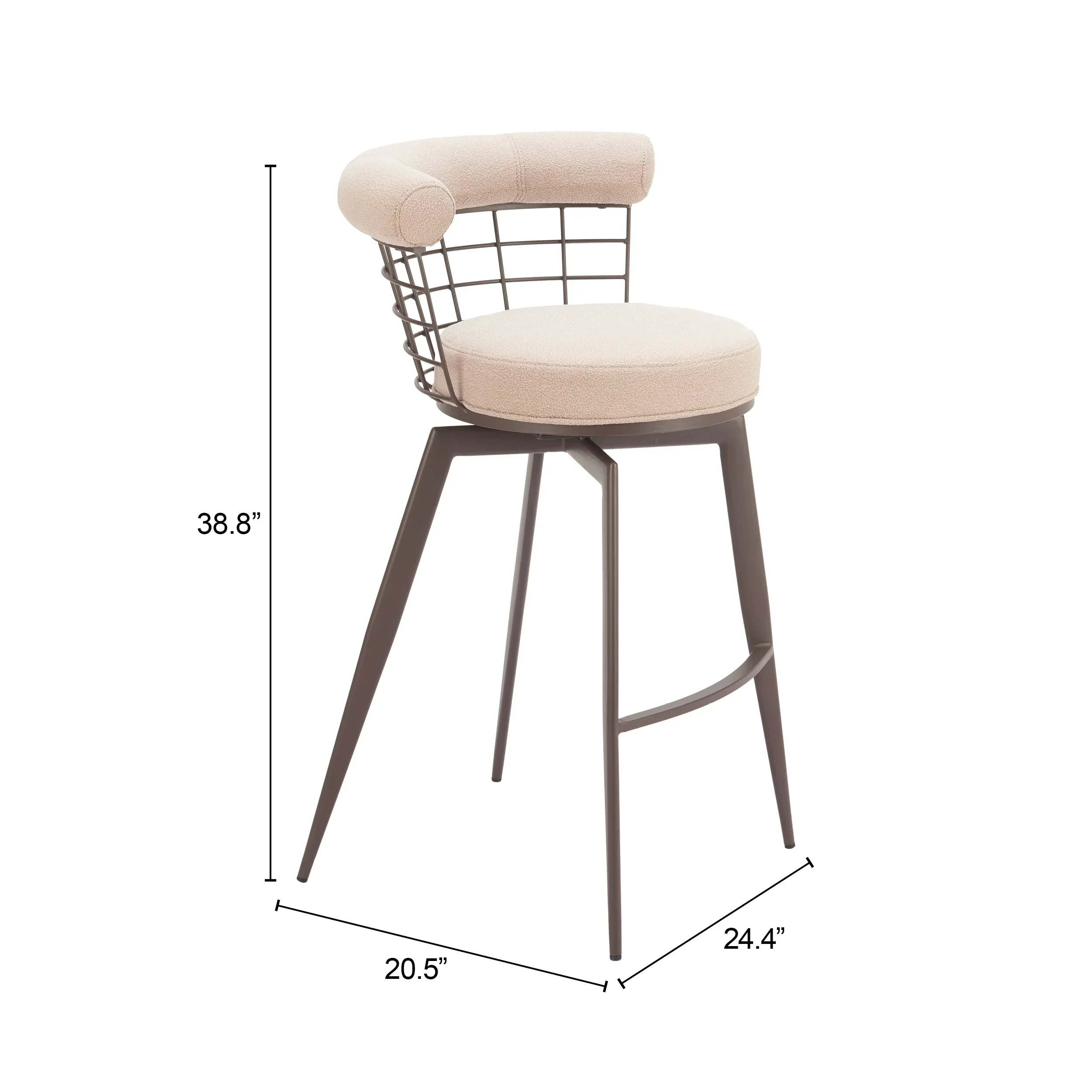 Saku Swivel Barstool Beige & Brown - Image 6