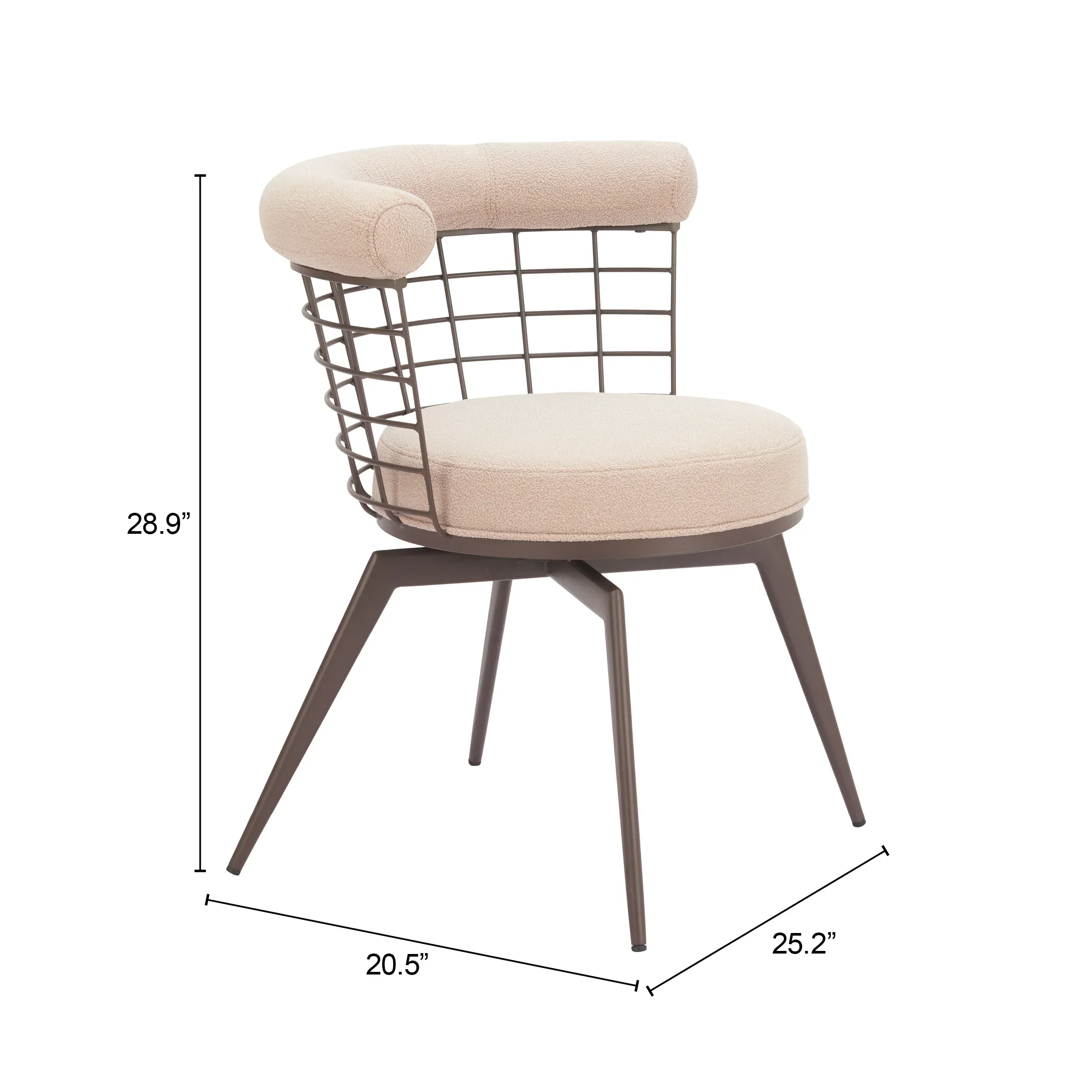 Saku Swivel Dining Chair Beige & Brown - Image 6