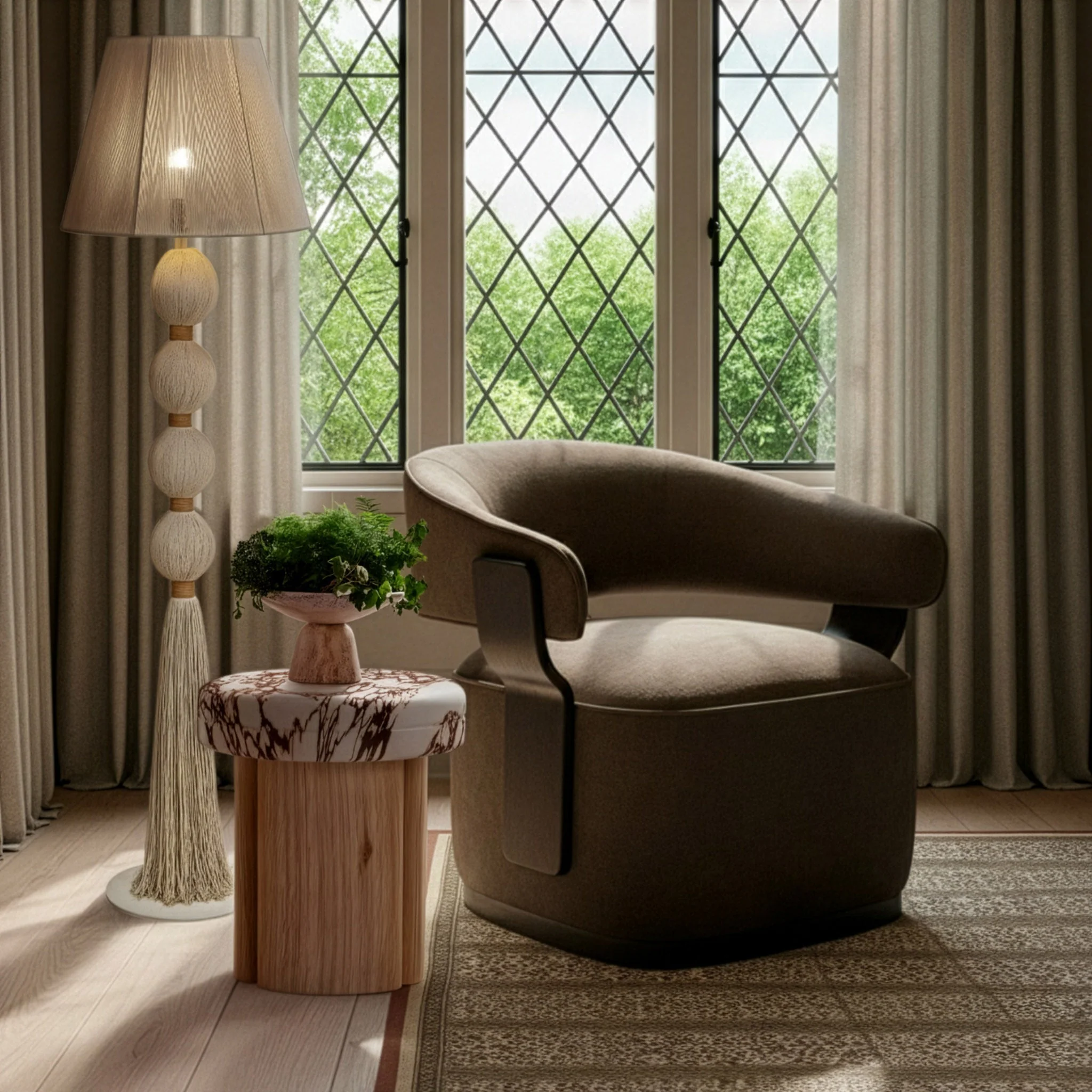 Samba White Cotton Floor Lamp - Image 2