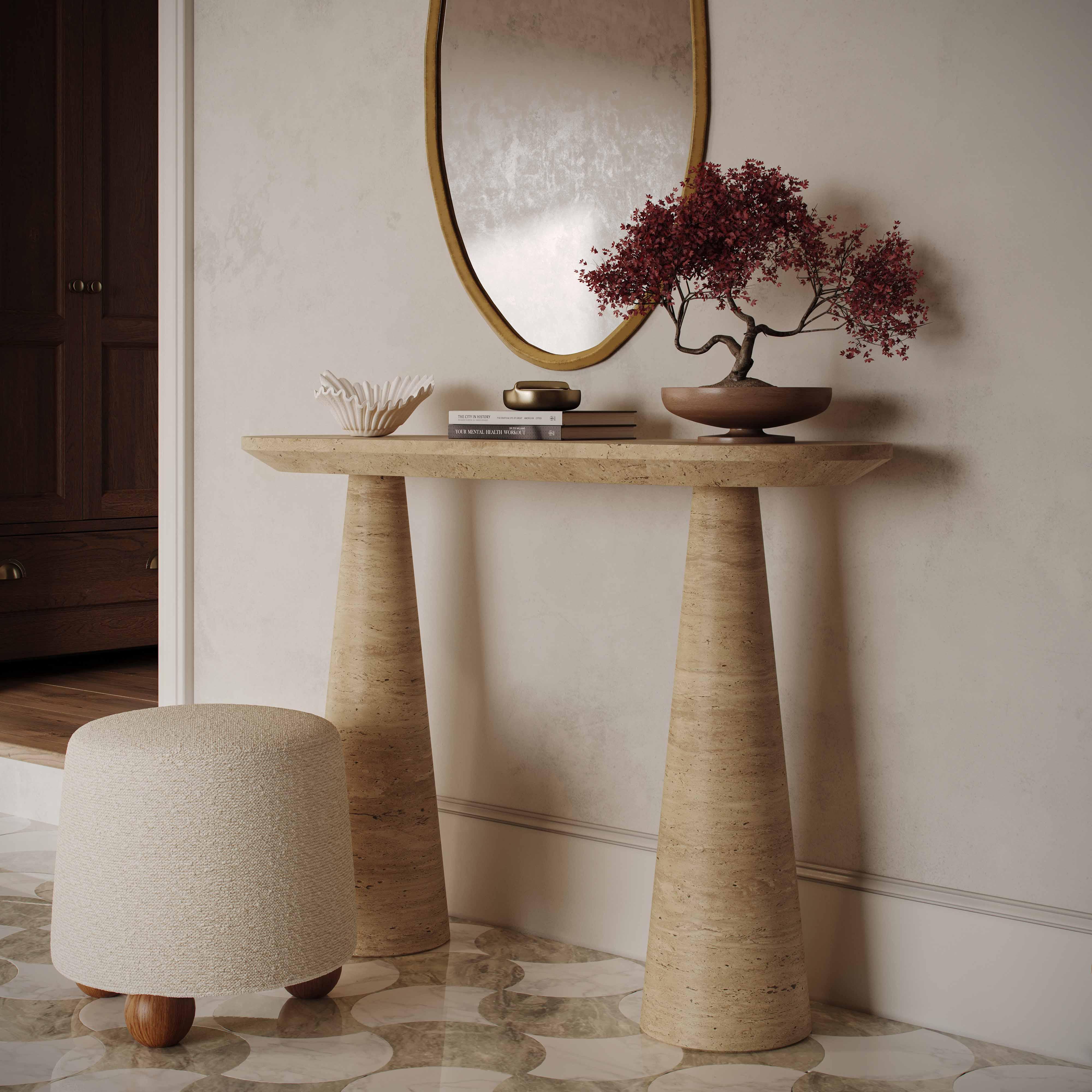 Sandra 47" Faux Travertine Indoor/Outdoor Console Table - Image 2