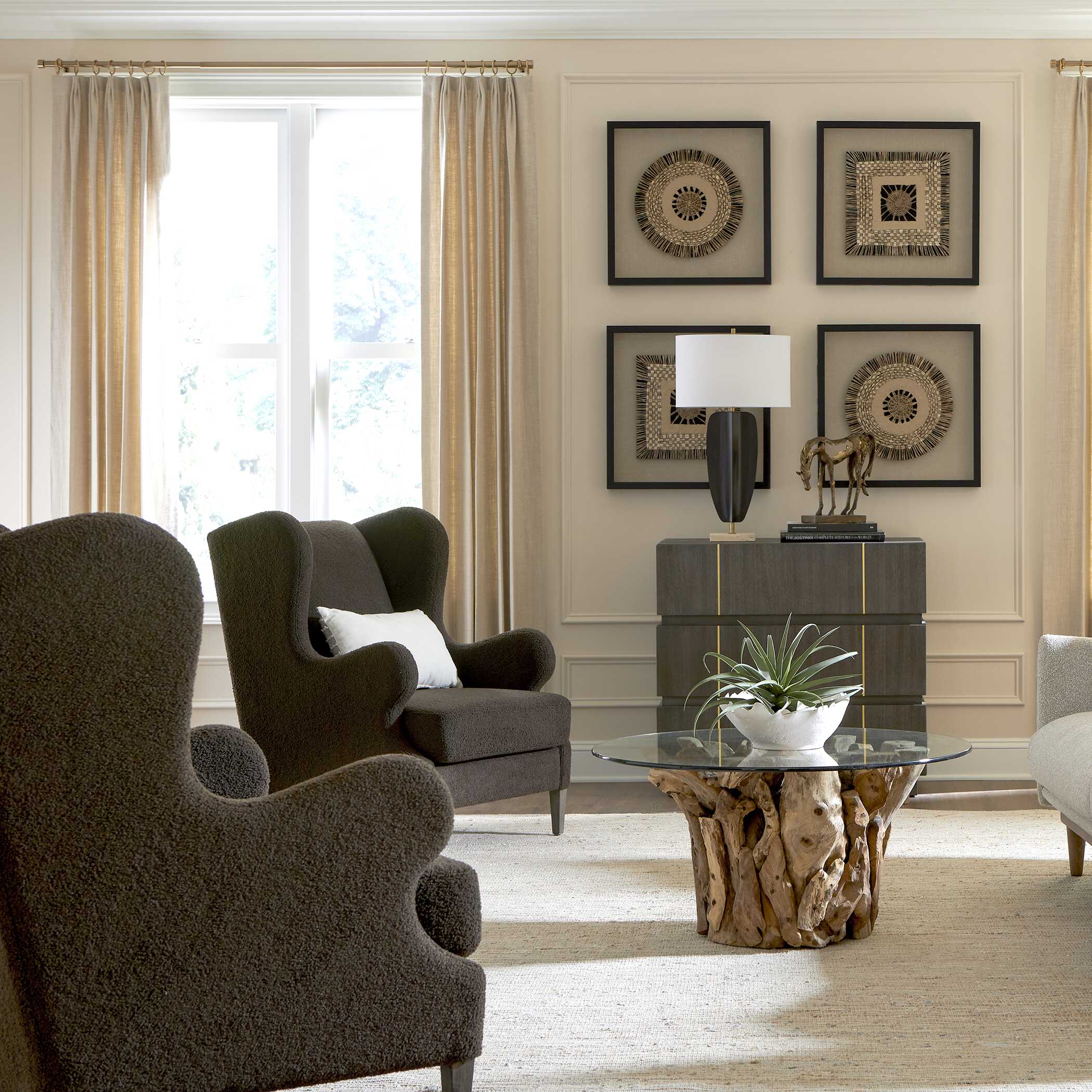 Serpentine Brown Fabric Accent Chair - Image 9