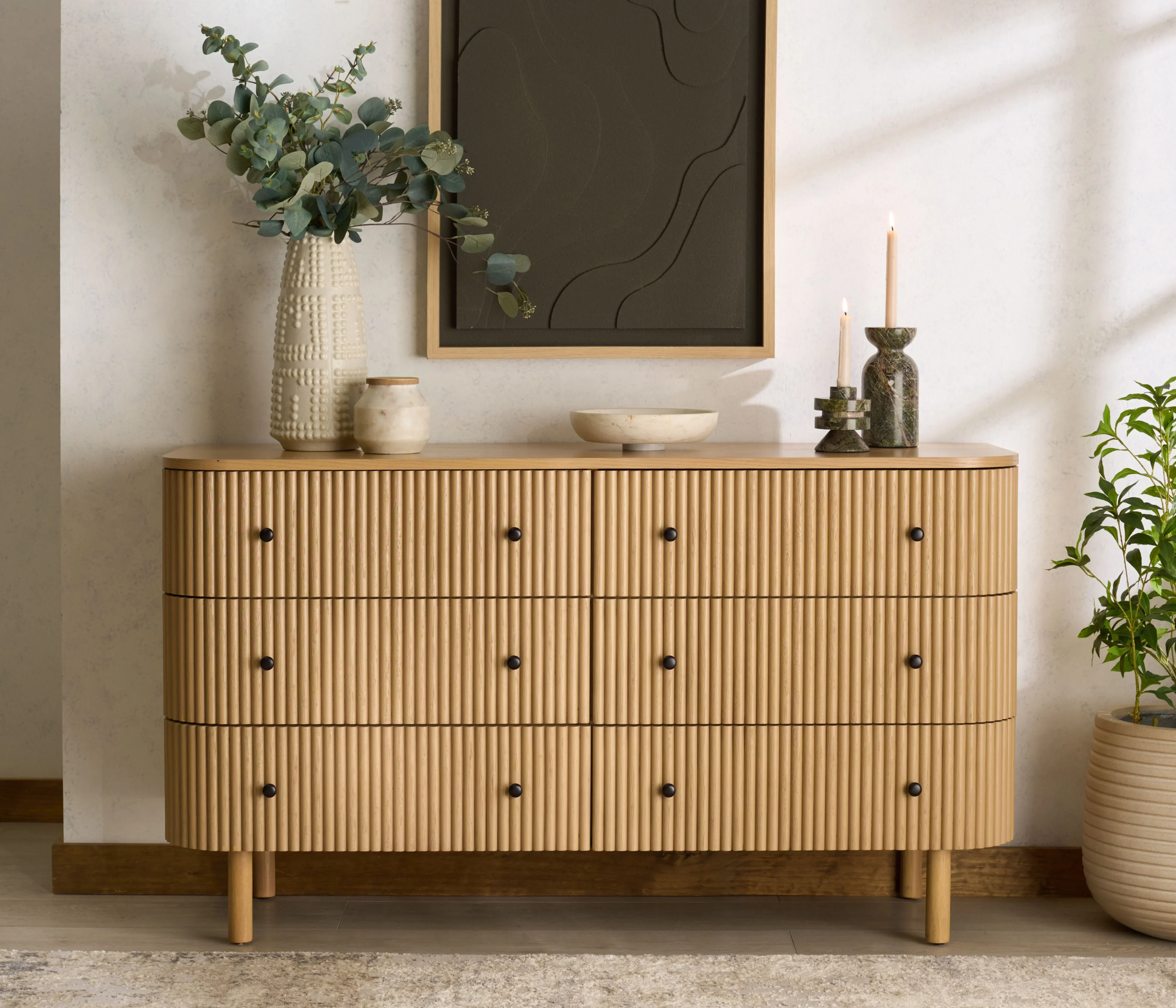 Shelbie 6 Drawer Reeded Dresser - Image 27