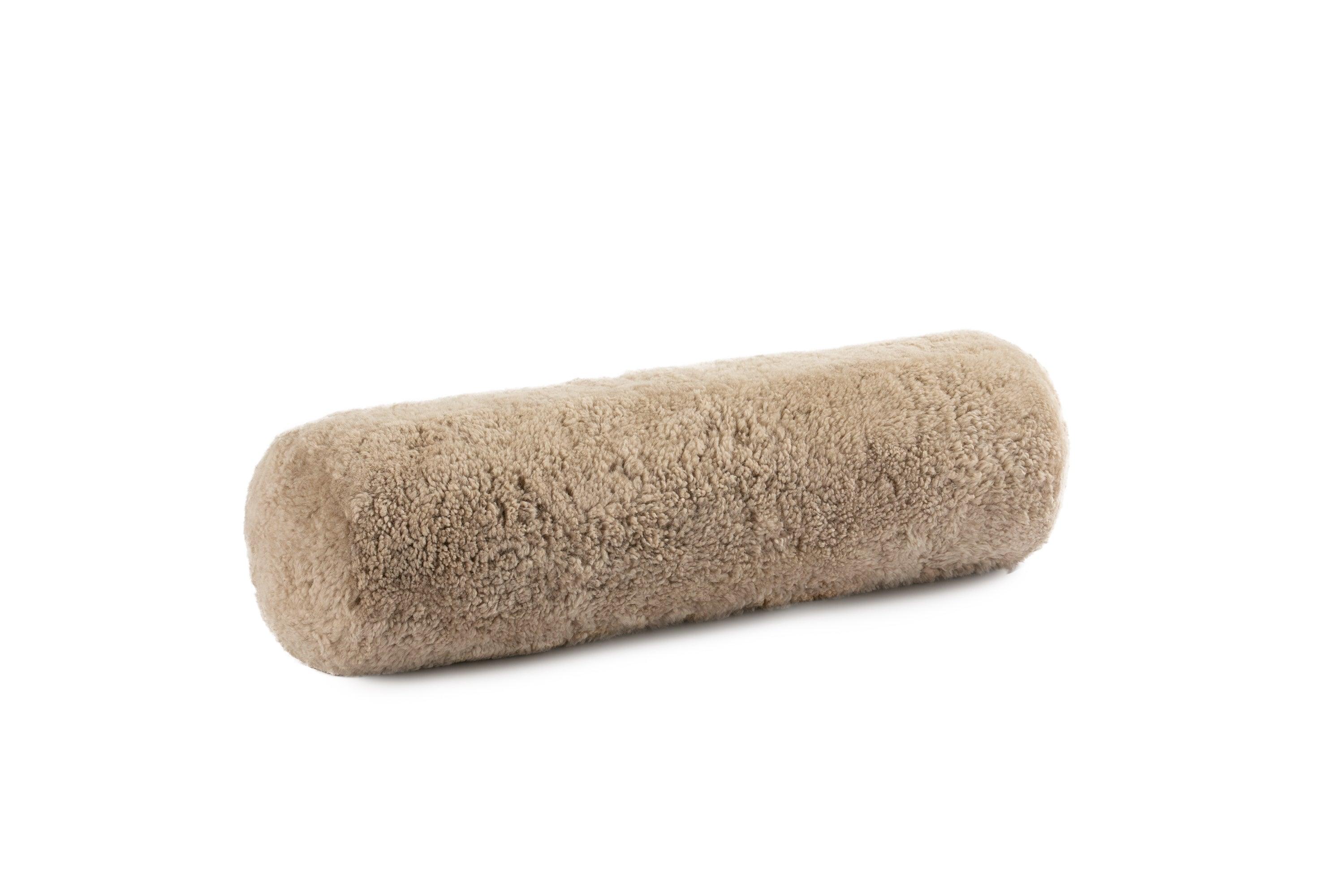 Short Wool Curly Sheepskin Bolster Cushion - Image 3