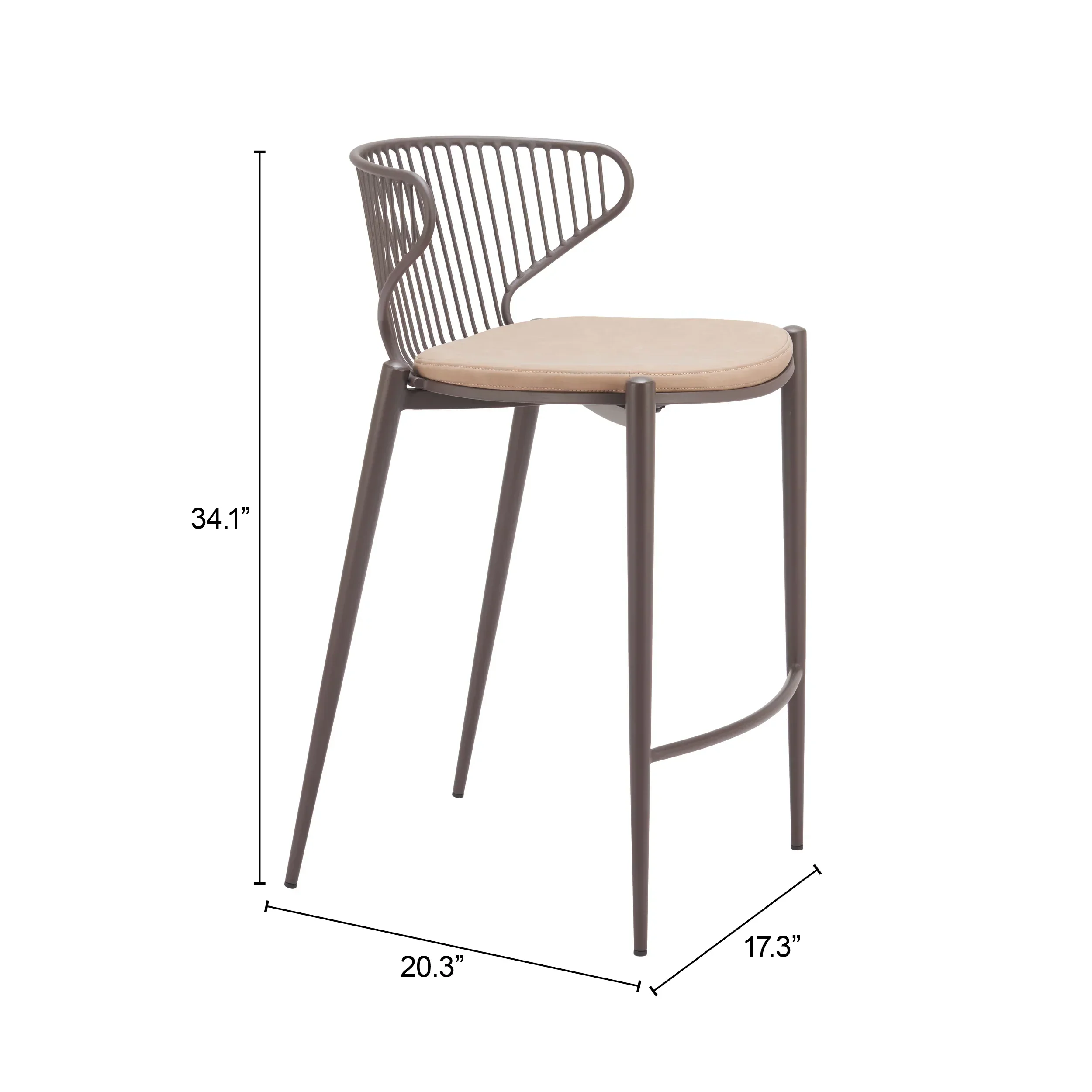 Silues Counter Stool (Set of 2) Taupe & Brown - Image 5