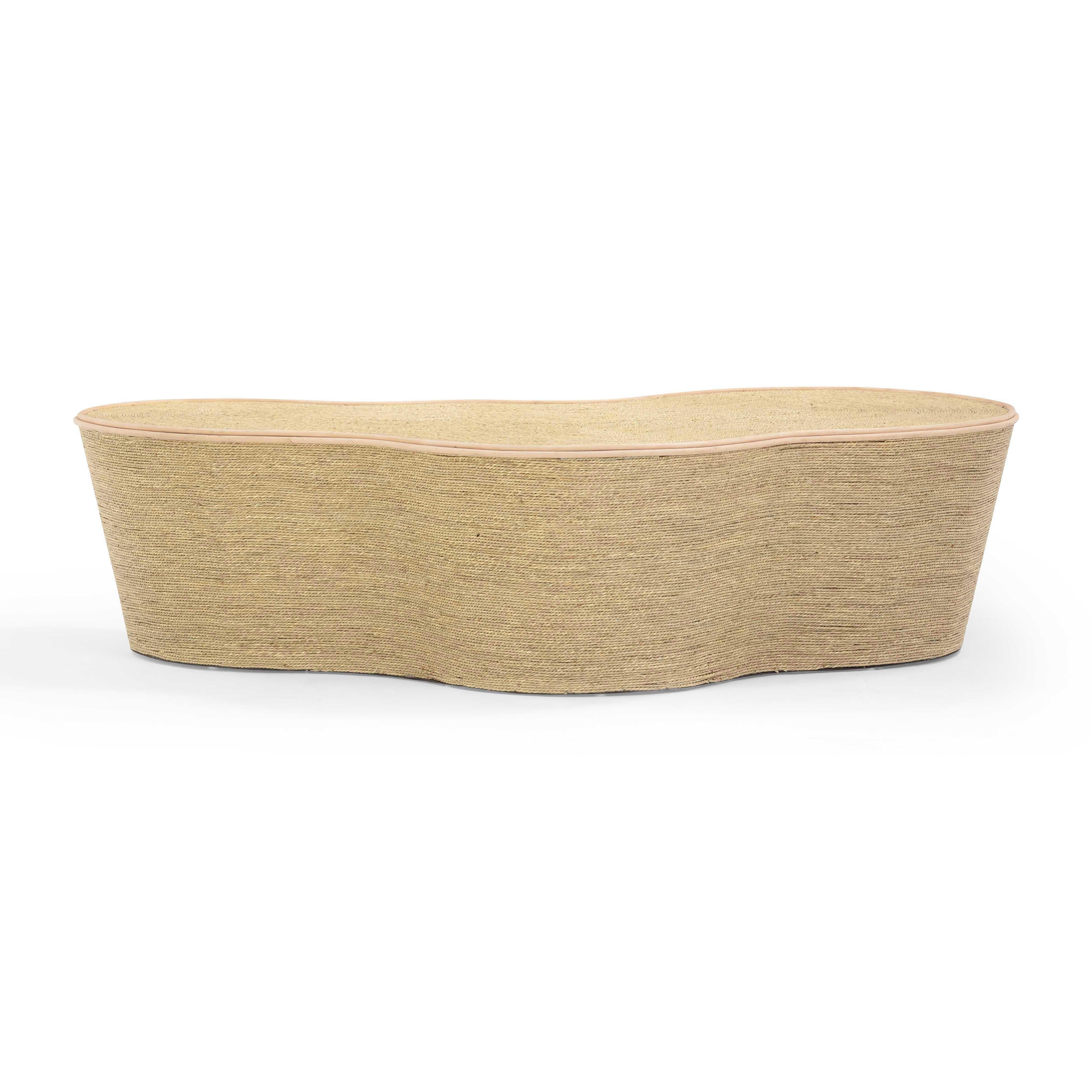 Slab 60" Natural Seagrass Coffee Table - Image 4