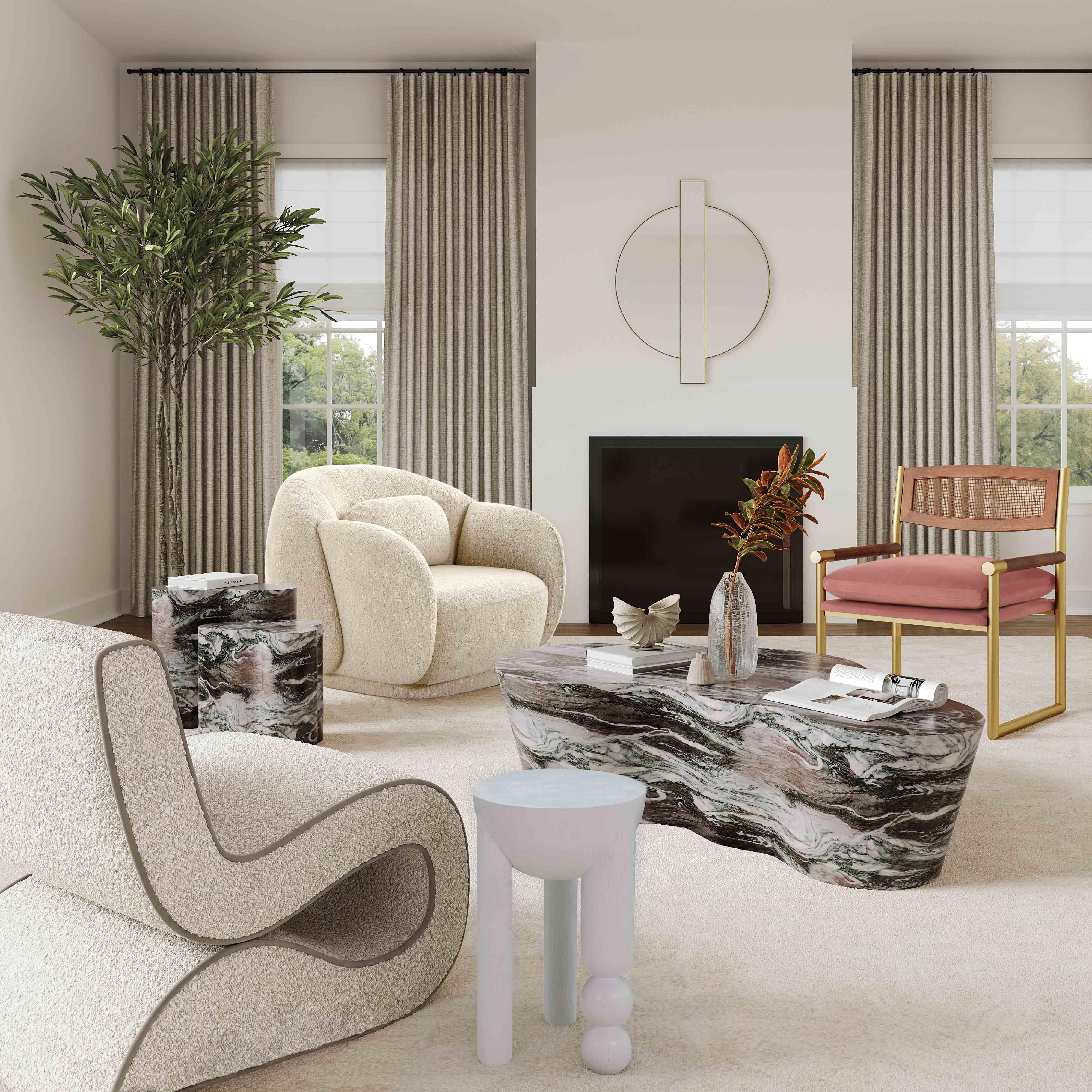 Slab Grey/Blush Faux Marble Coffee Table - Image 7