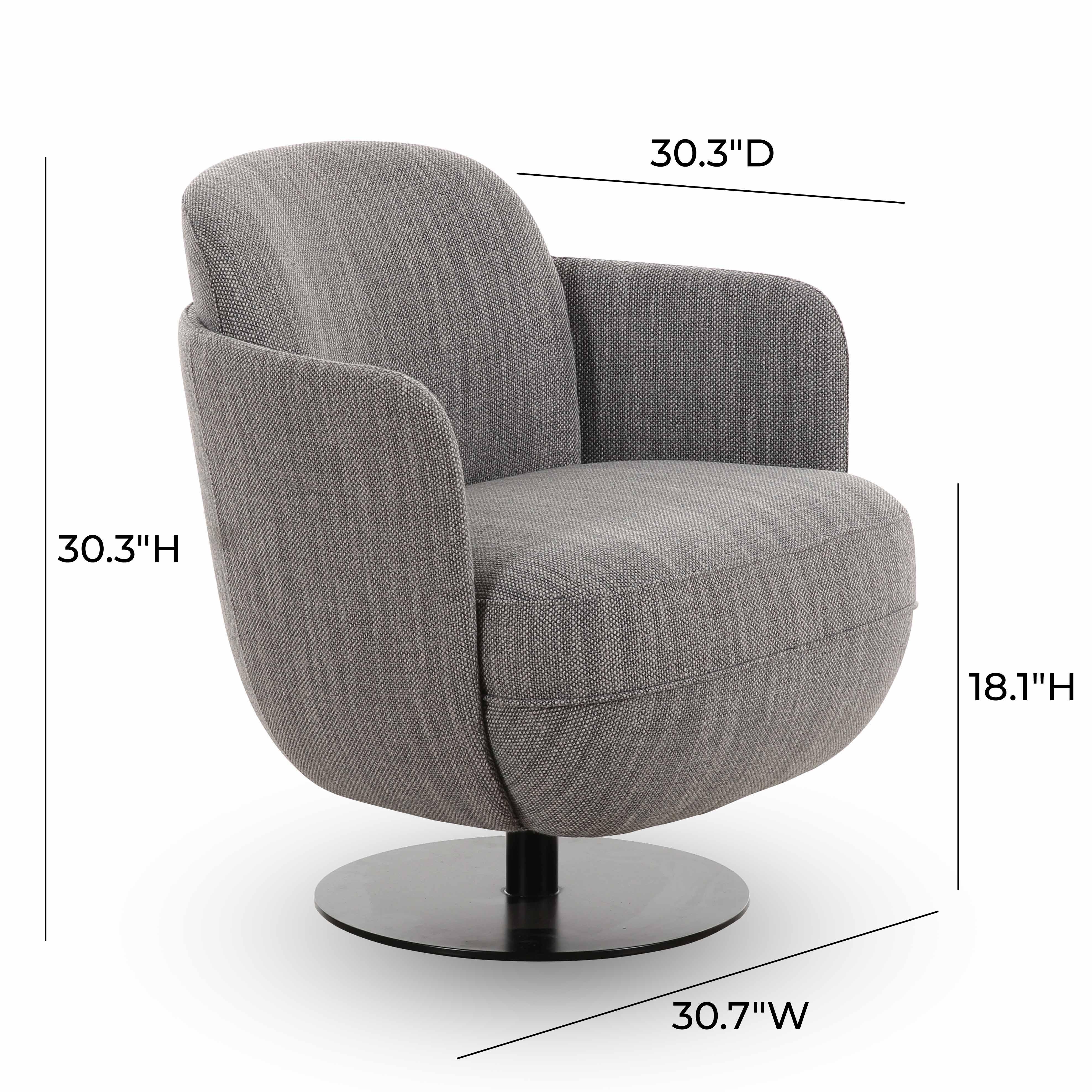Solange Grey Textured Contract-Grade Weave Fabric Swivel Accent Chair - Image 6