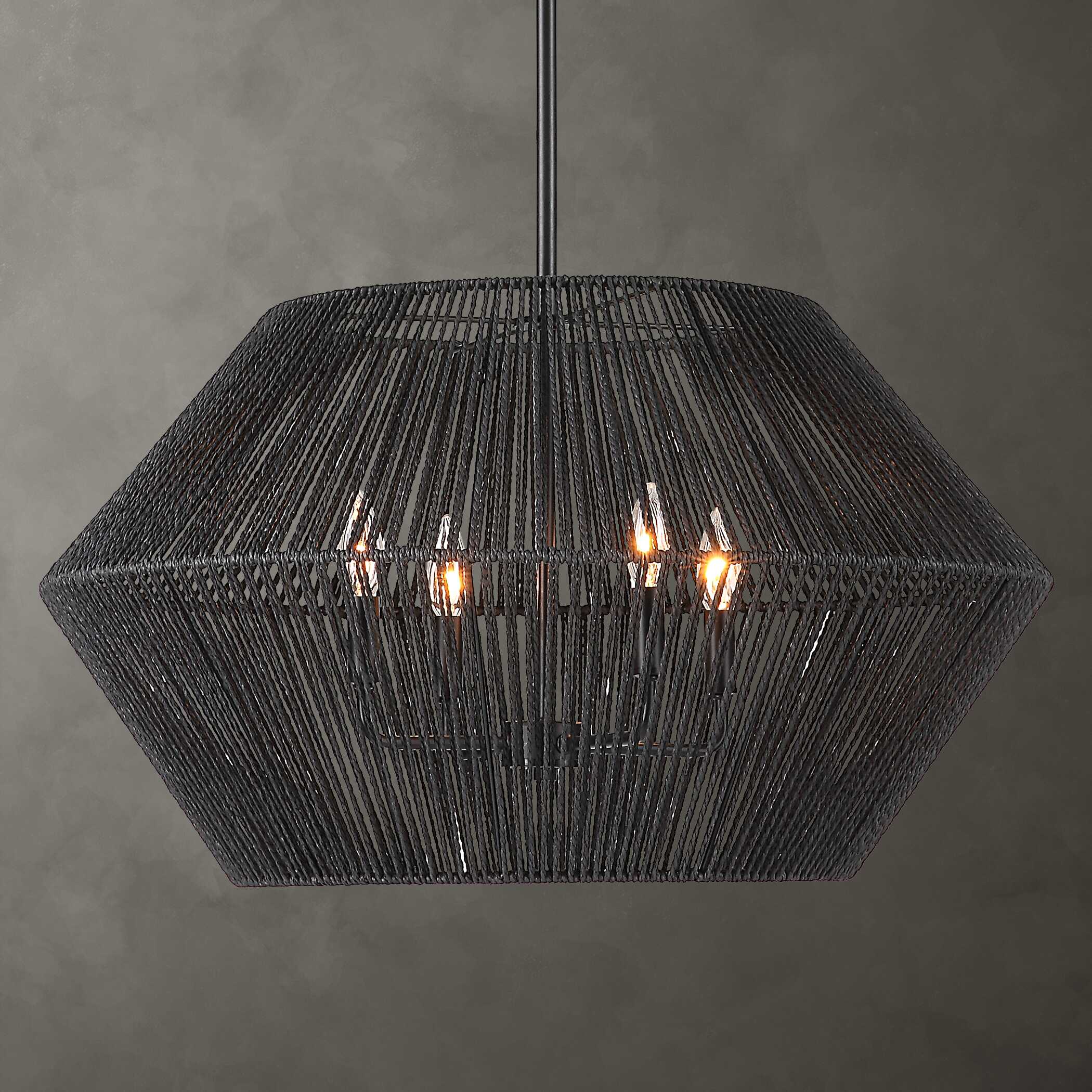 Suva 4 Light Black Rope Pendant - Image 2