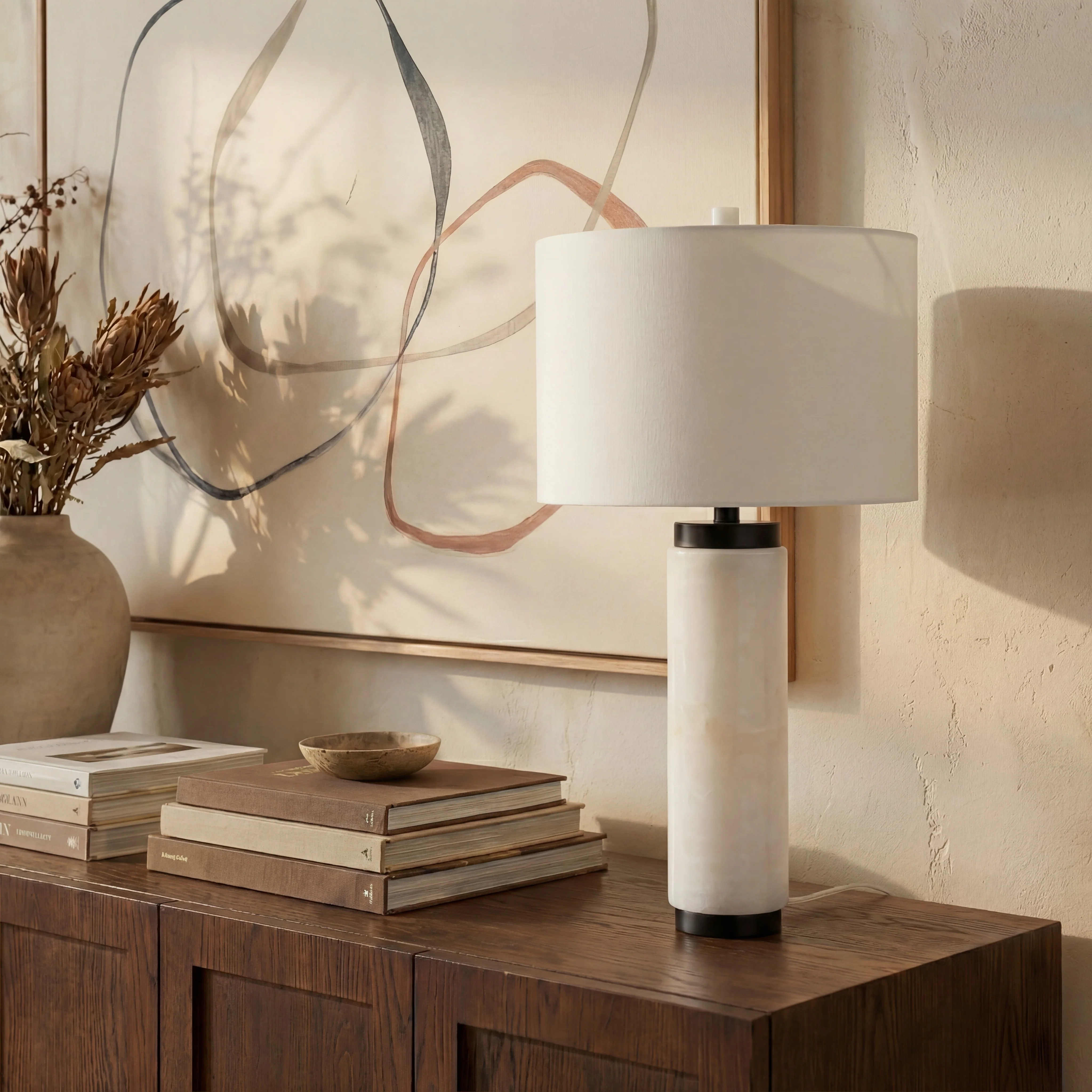 Sydni Alabaster Pillar Table Lamp - Image 4
