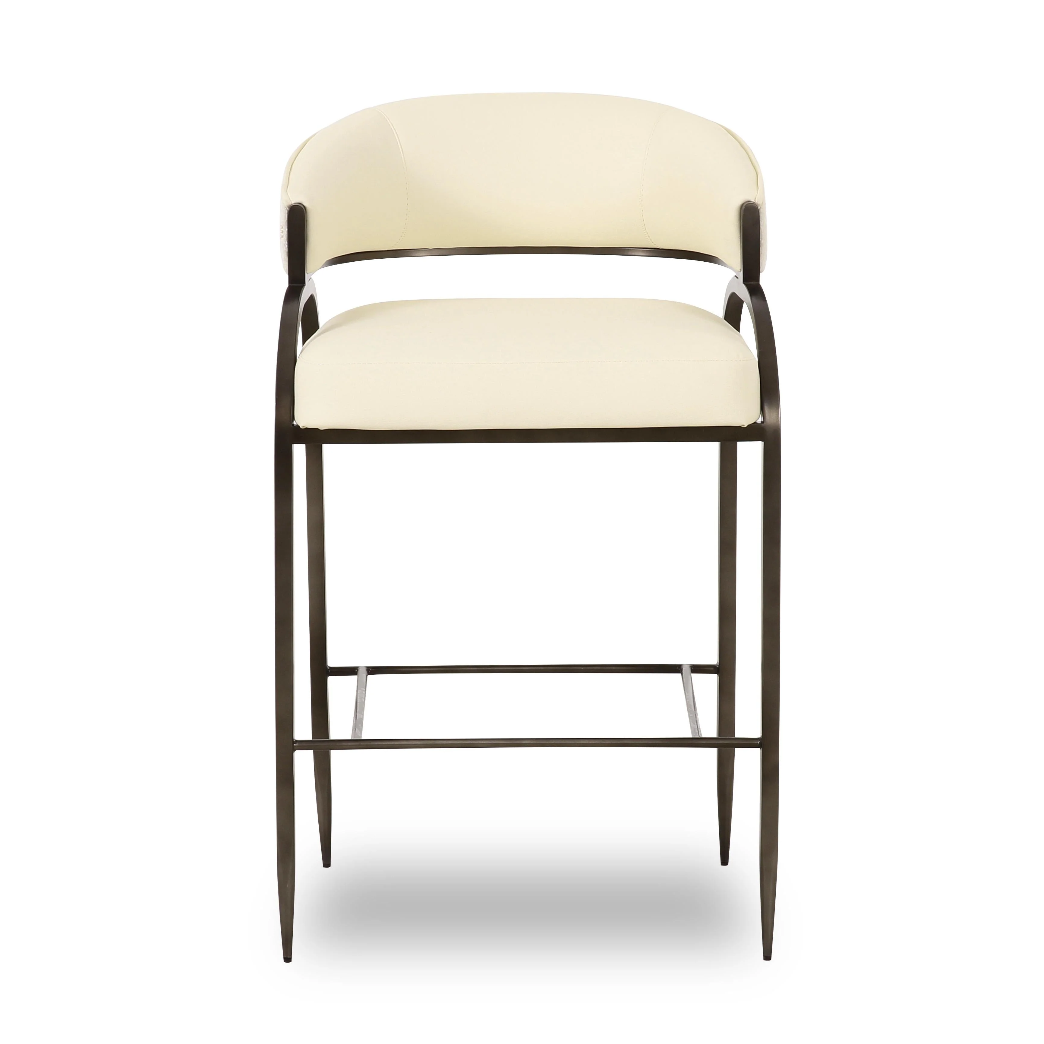 Tatum Cream 2-Tone Performance Vegan Leather and Jacquard Counter Stool - Image 3