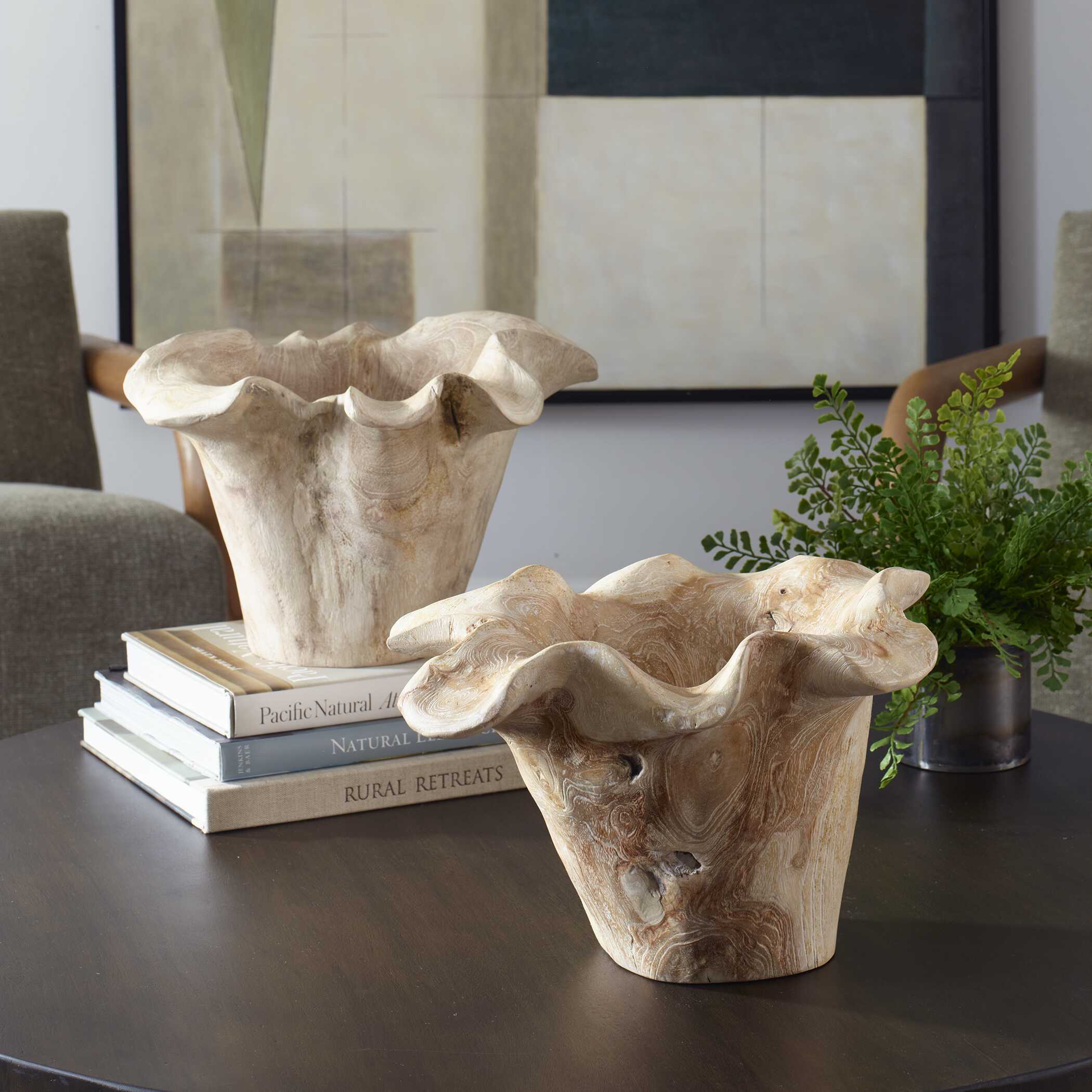 Teak Flow White Wash Outdoor Bowl - Image 3