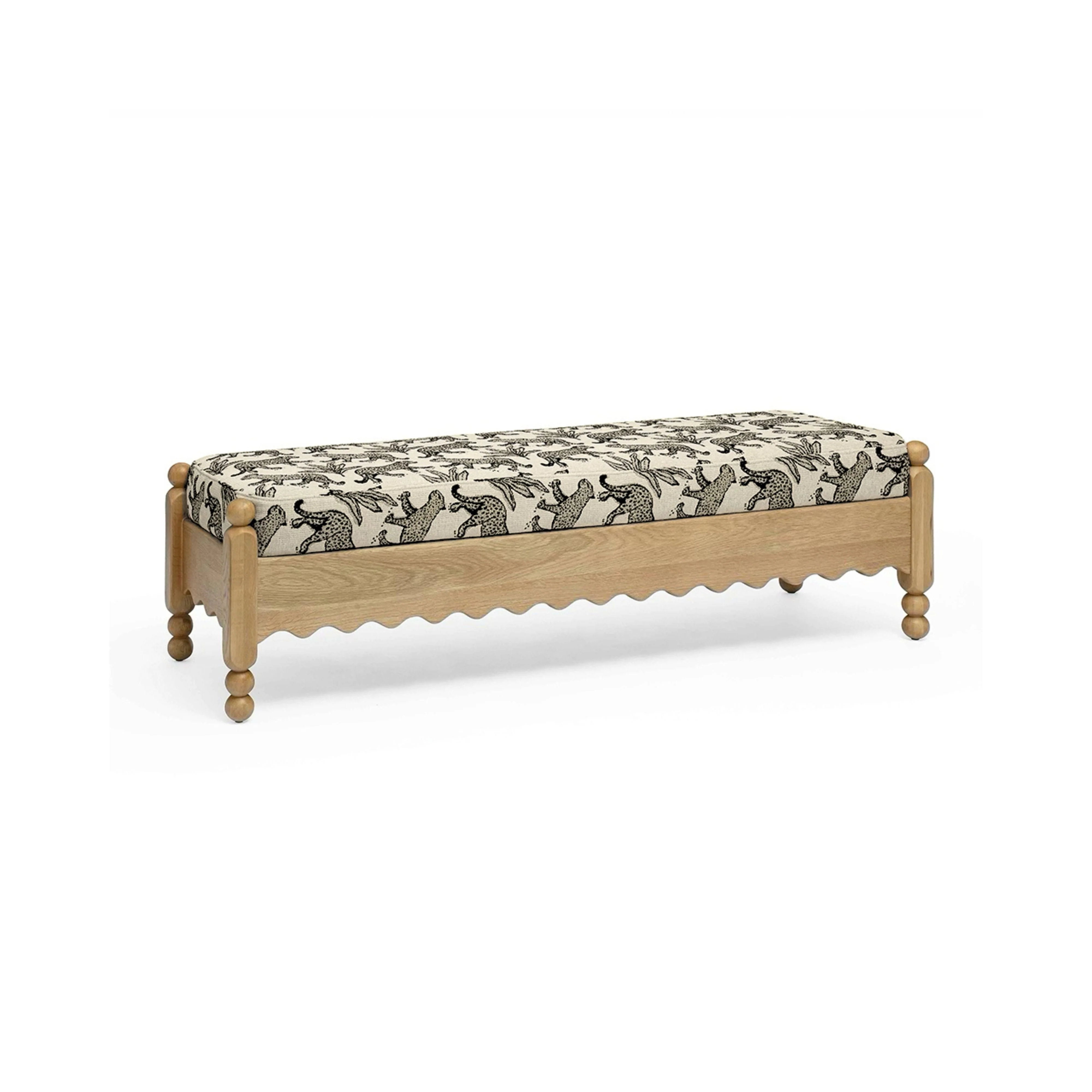 Thelma 56" Leopard Performance Jacquard Fabric Bench - Image 3