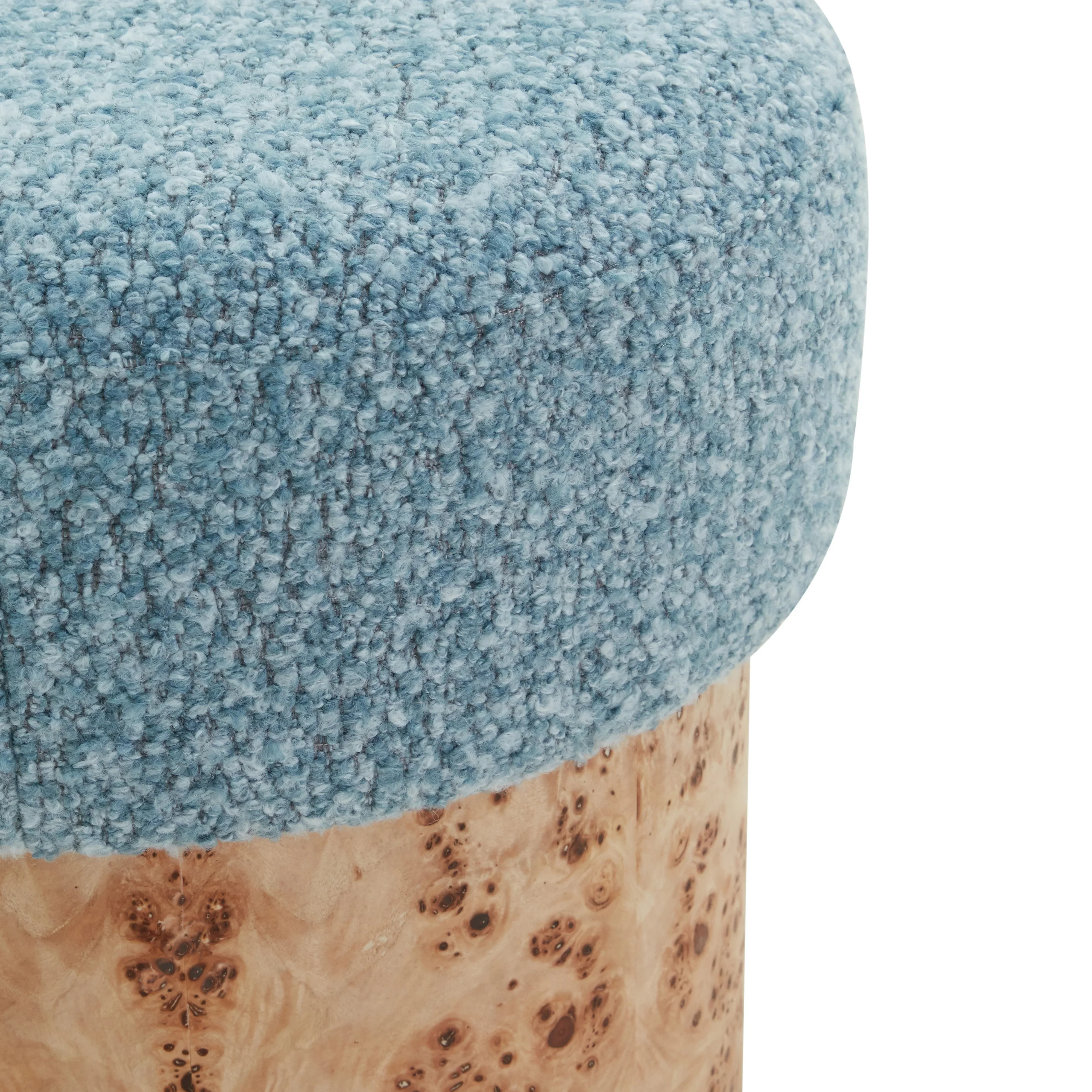 Tobianna Round Boucle And Burl Ottoman - Image 8