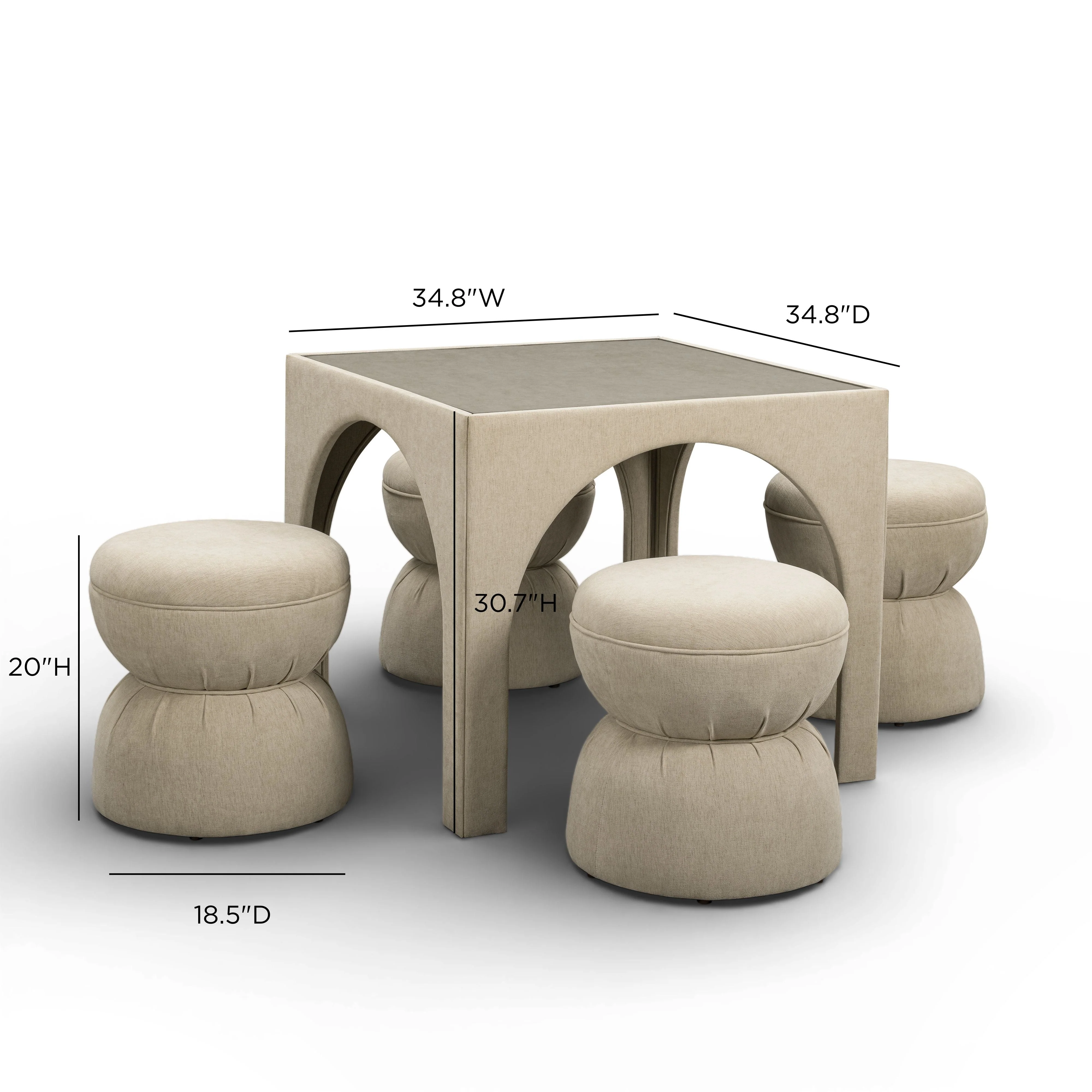 Tomlin Performance Chenille Game Table and Two Ottomans Set - Image 7
