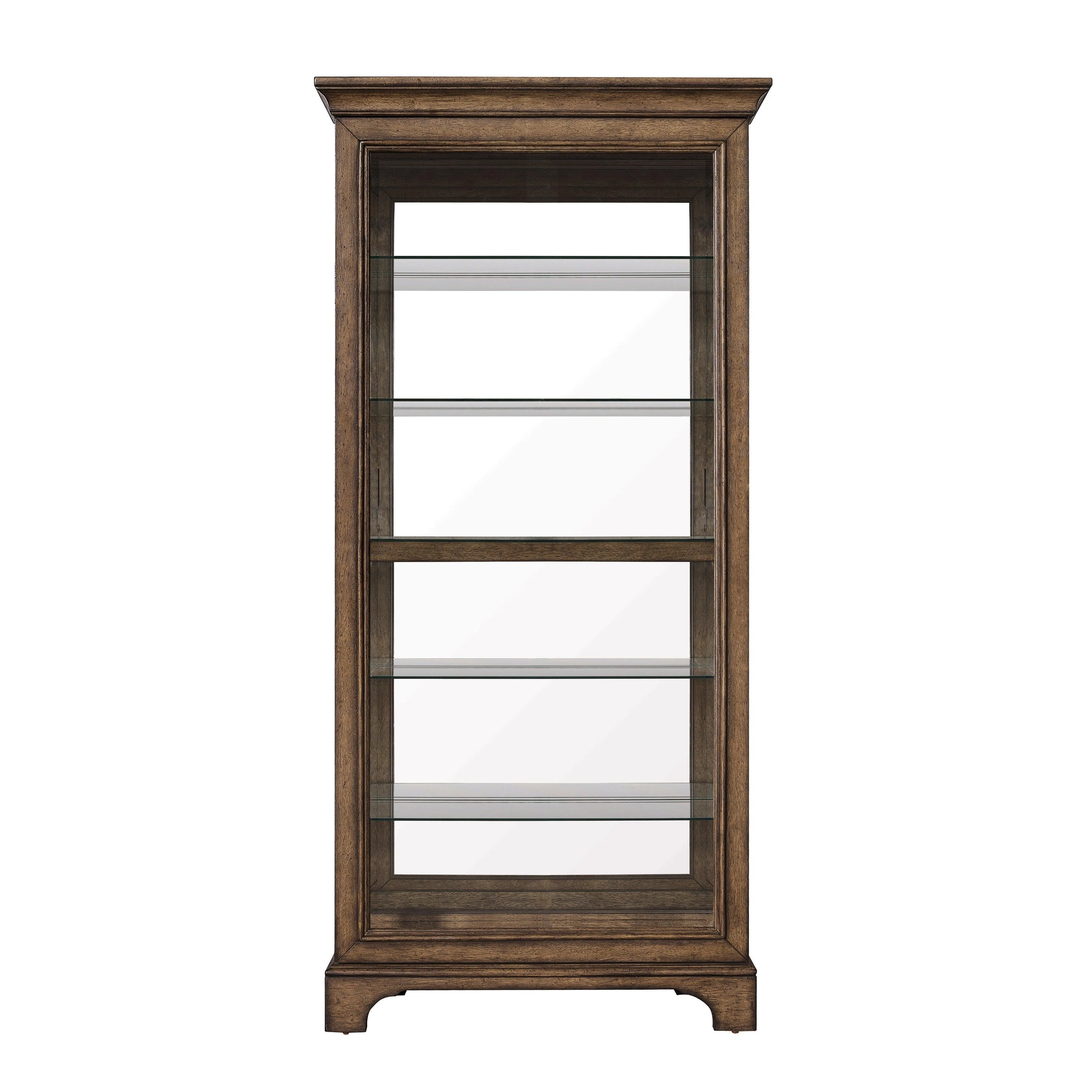 Traditional Sliding Door Curio with Glass Shelves and LED Light - Image 3
