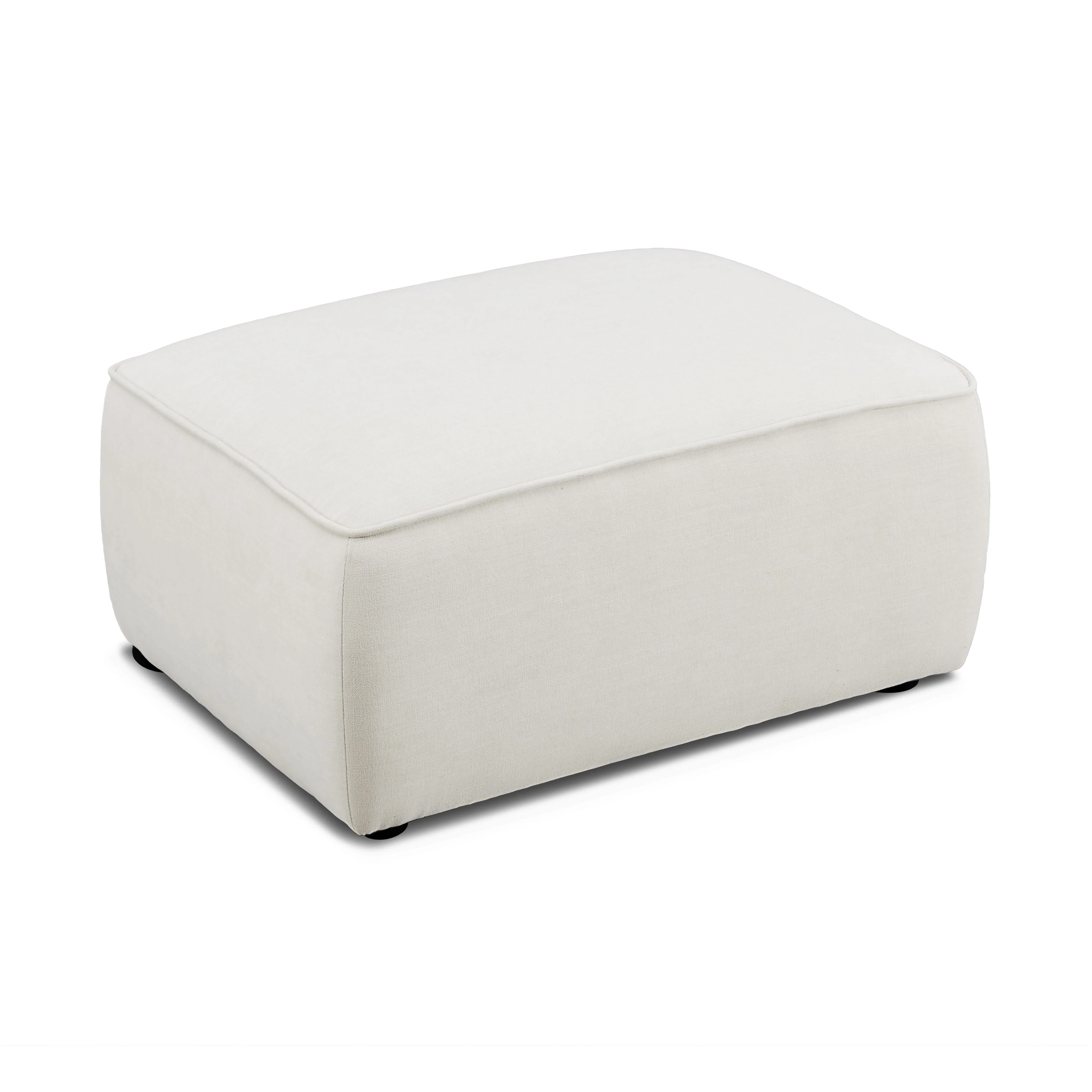 Travie Sand Upcycled Performance Linen Ottoman - Image 3