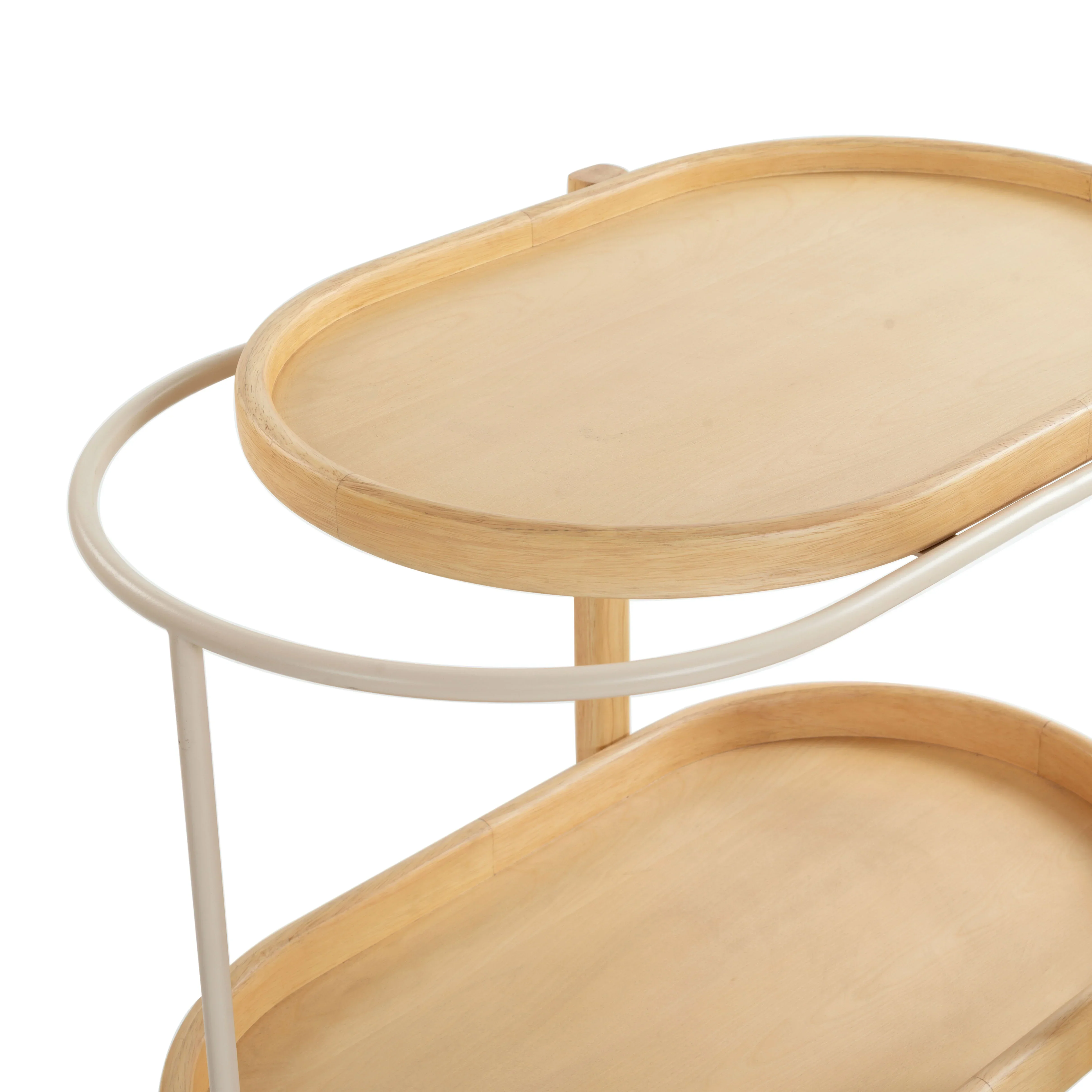 Trianna Wood Oval 2 Shelf Bar Cart - Image 4