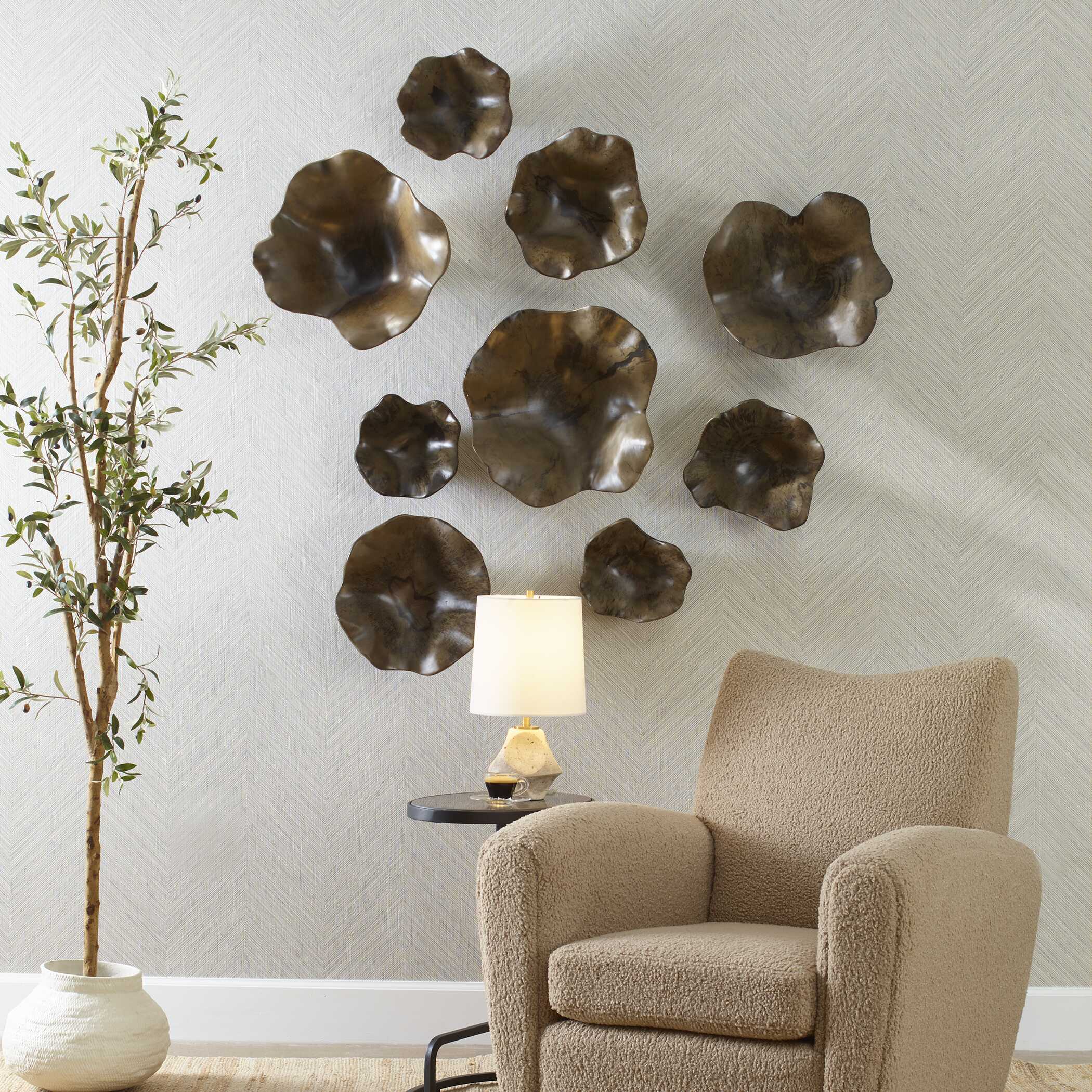 Two Wood Wall Décor In Mocha - Set of 3 - Image 2