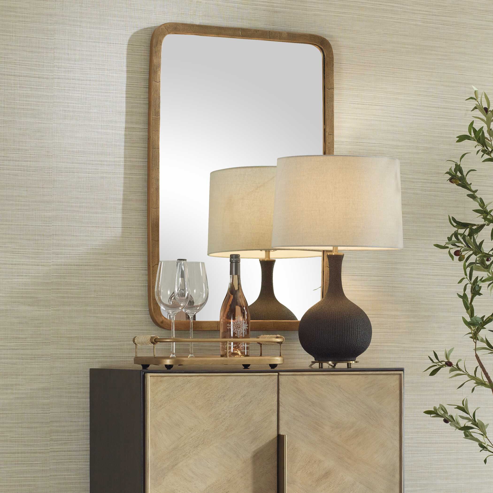 Vestry Antique Brass Mirror - Image 3