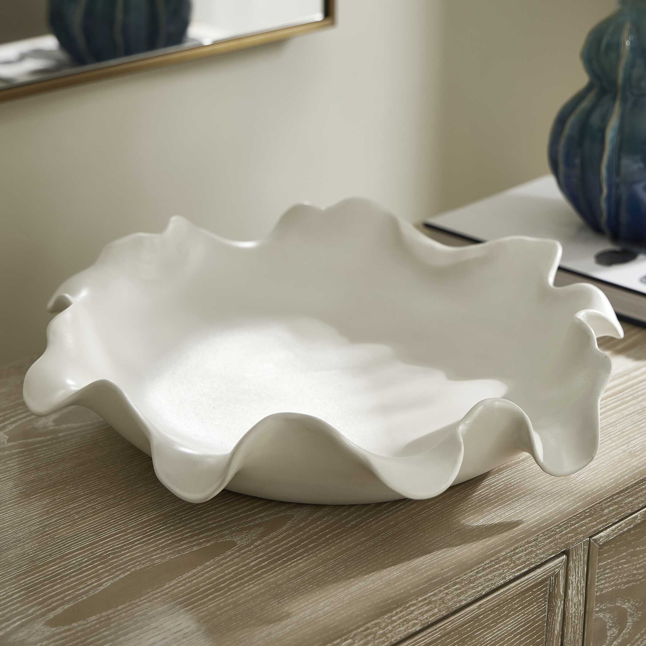 Wave Crest White Outdoor Bowl - Image 5