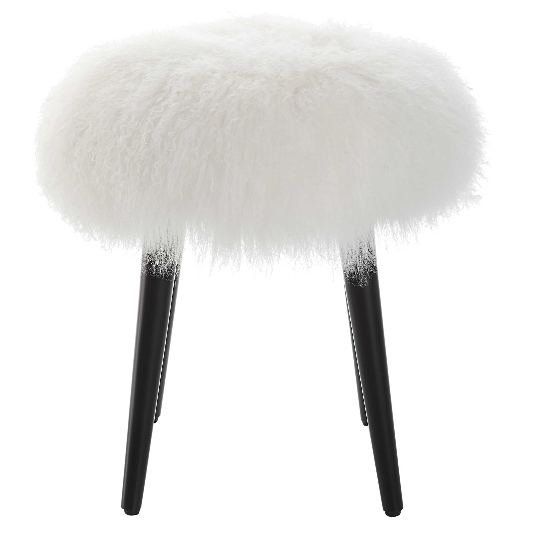 Wooly Sheepskin Accent Stool - Image 4