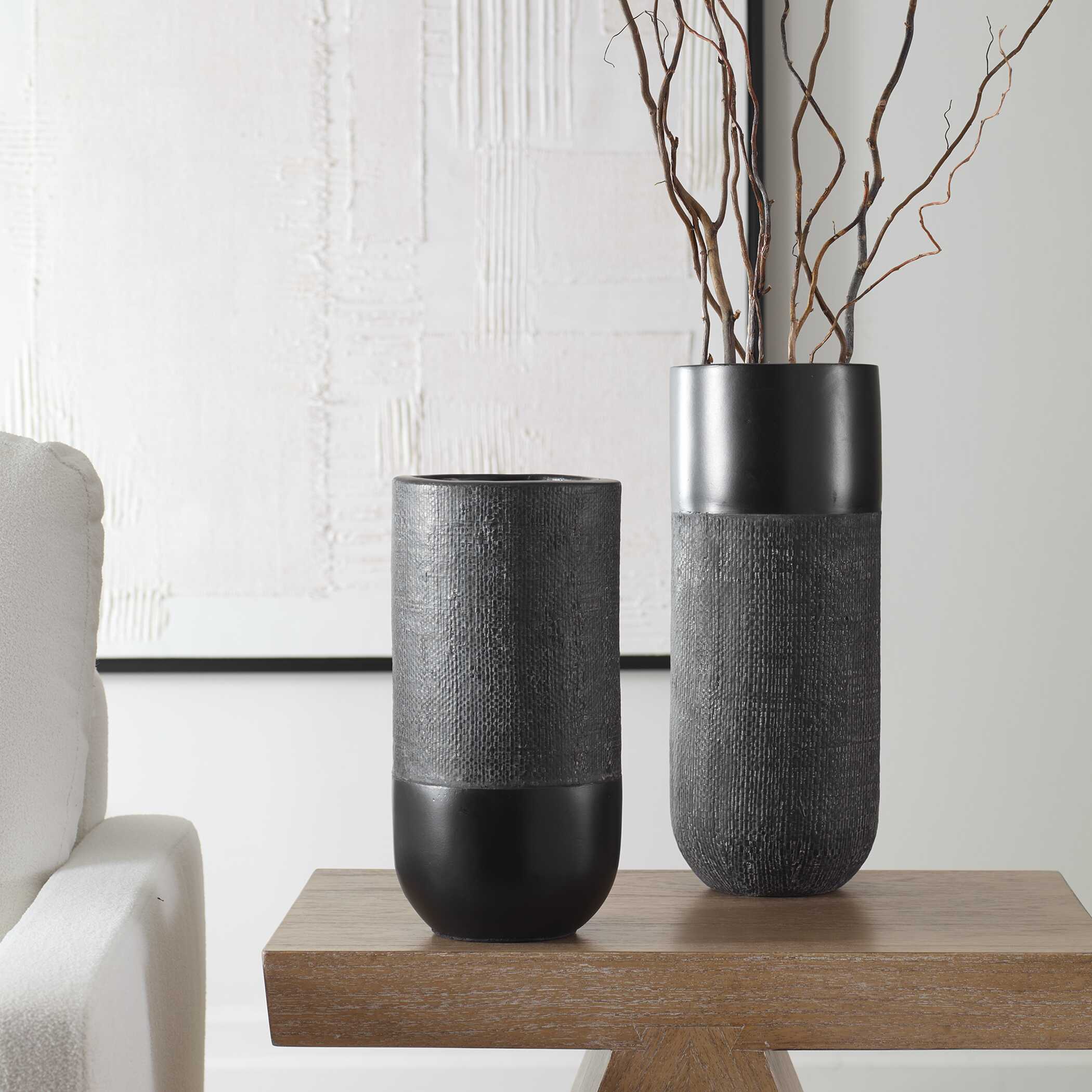 Woven Shadow Vases - Set of 2 - Image 2